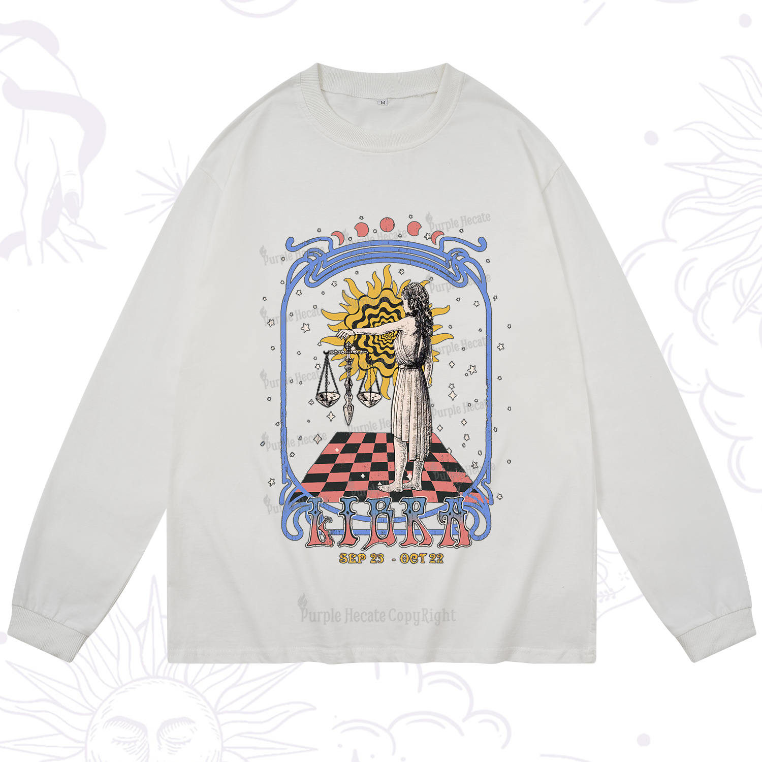 Purplehecate Libra Crew Zodiac Long Sleeve T-Shirt