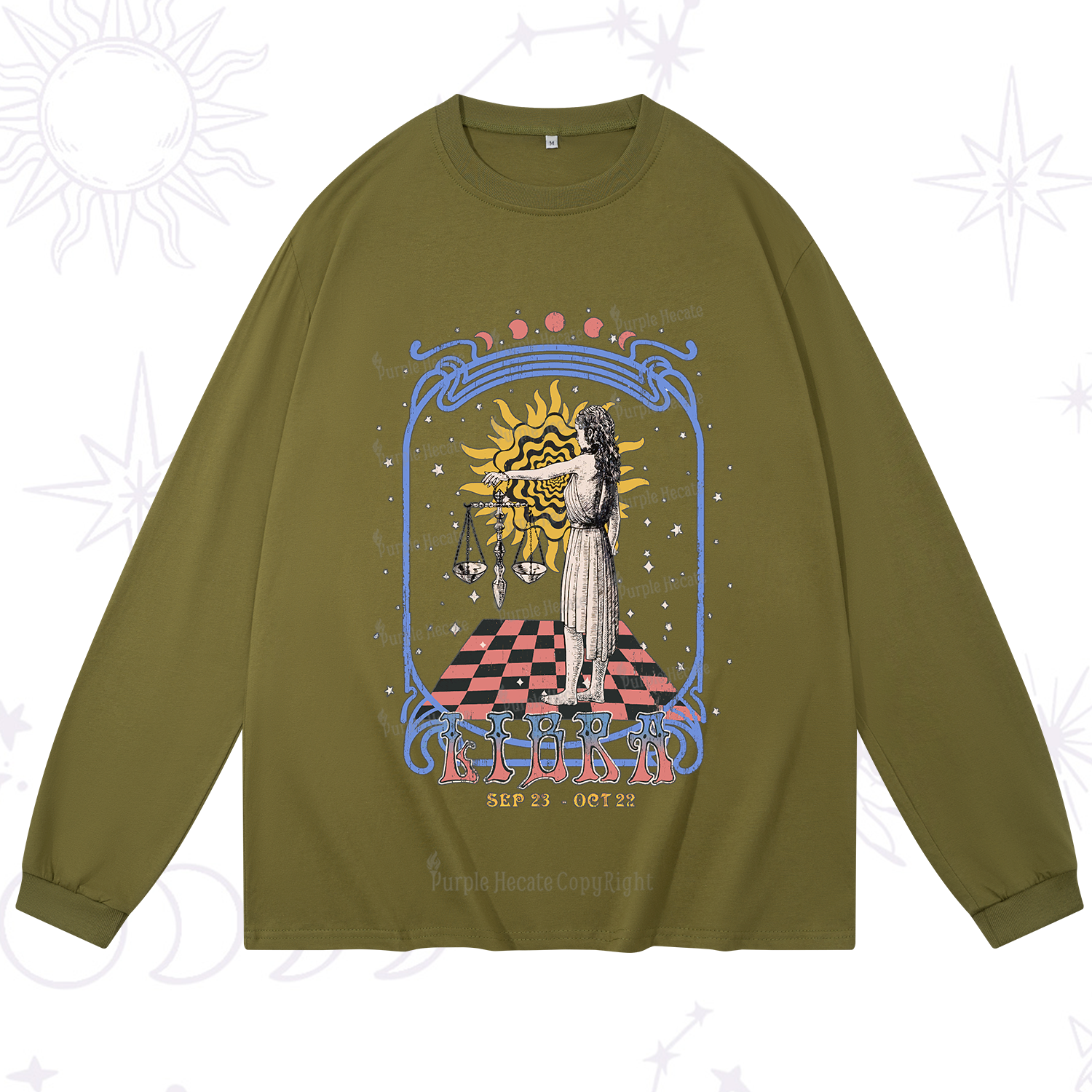 Purplehecate Libra Crew Zodiac Long Sleeve T-Shirt