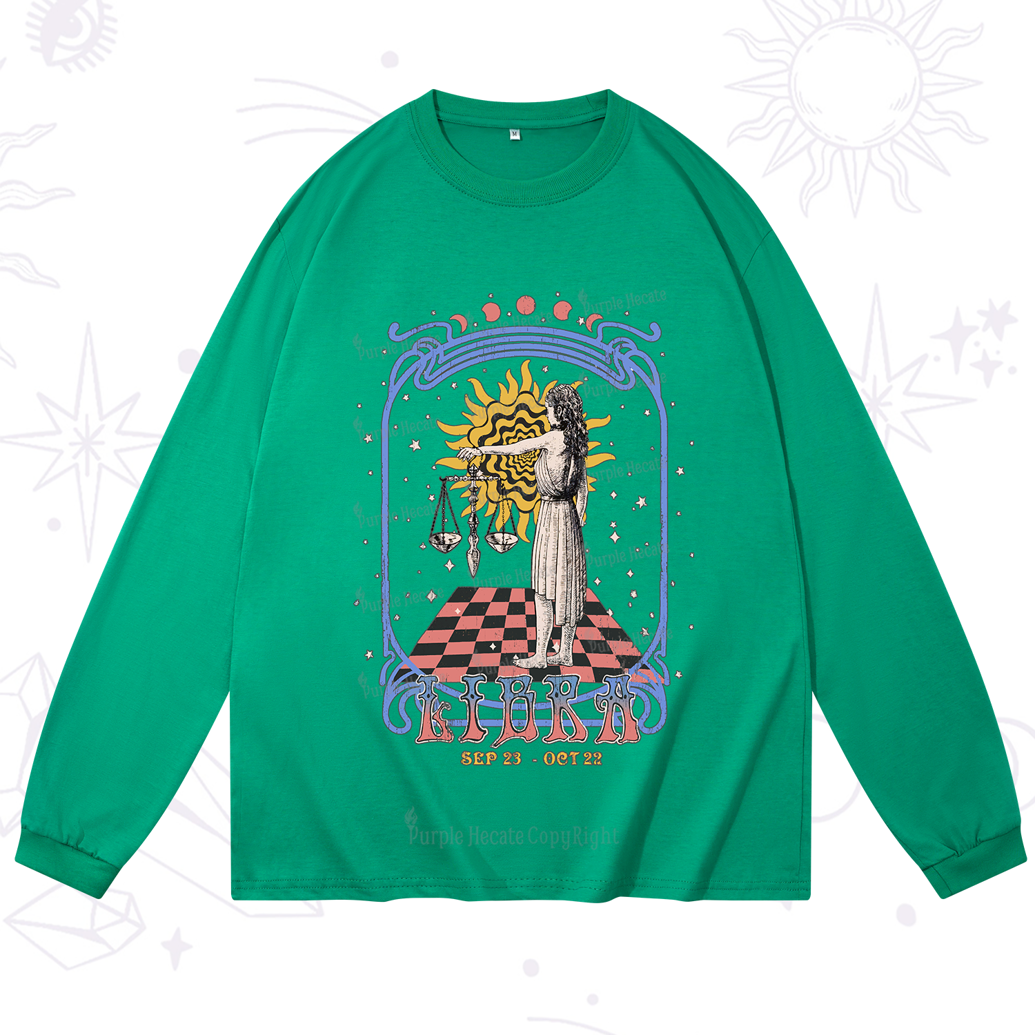 Purplehecate Libra Crew Zodiac Long Sleeve T-Shirt