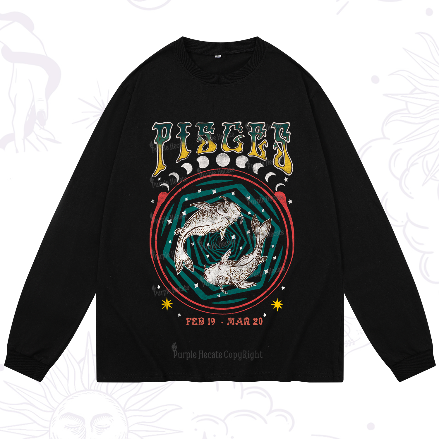Purplehecate Pisces Crew Zodiac Long Sleeve T-Shirt