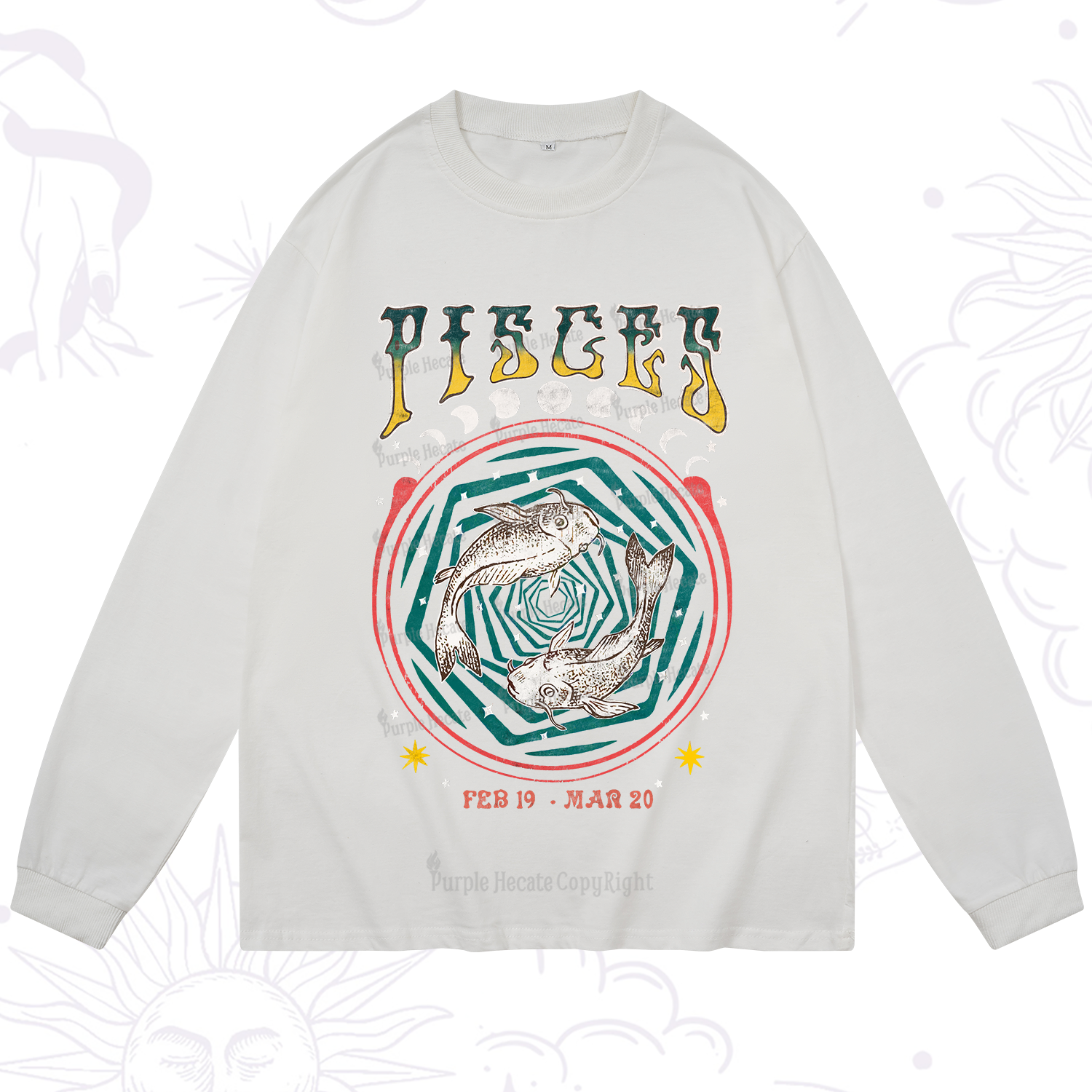 Purplehecate Pisces Crew Zodiac Long Sleeve T-Shirt