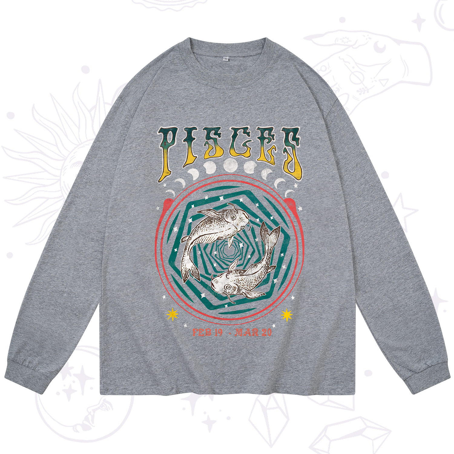 Purplehecate Pisces Crew Zodiac Long Sleeve T-Shirt