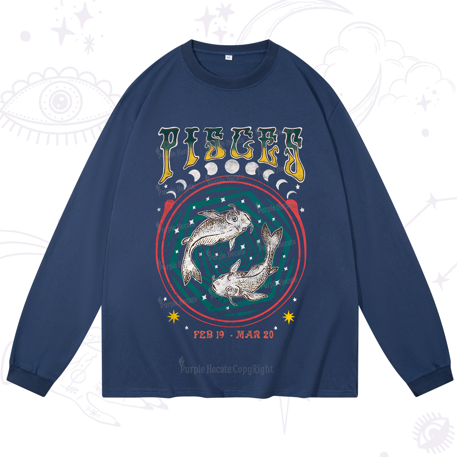 Purplehecate Pisces Crew Zodiac Long Sleeve T-Shirt