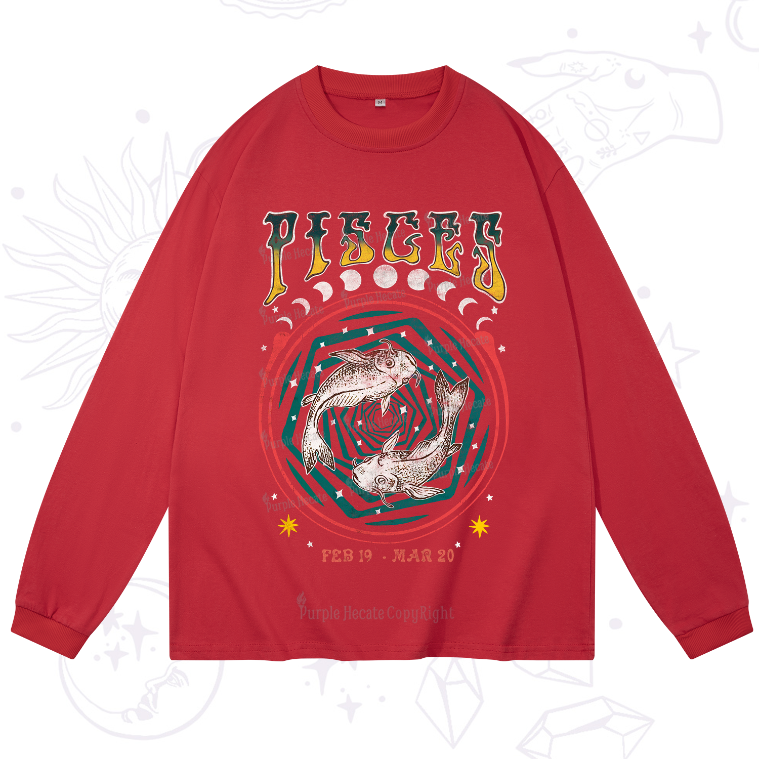 Purplehecate Pisces Crew Zodiac Long Sleeve T-Shirt