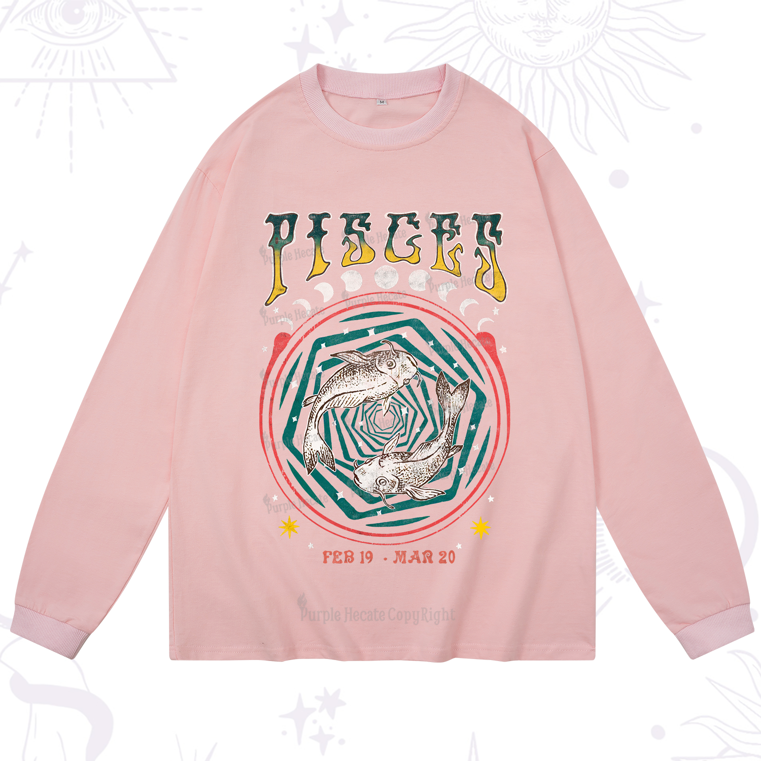 Purplehecate Pisces Crew Zodiac Long Sleeve T-Shirt
