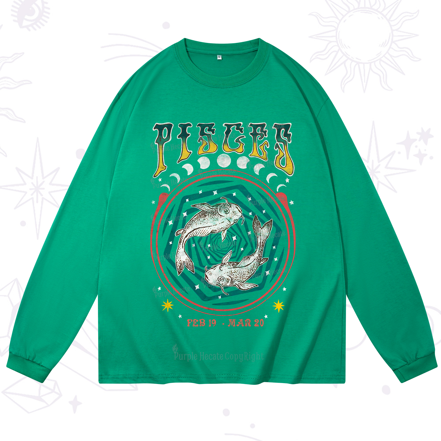 Purplehecate Pisces Crew Zodiac Long Sleeve T-Shirt
