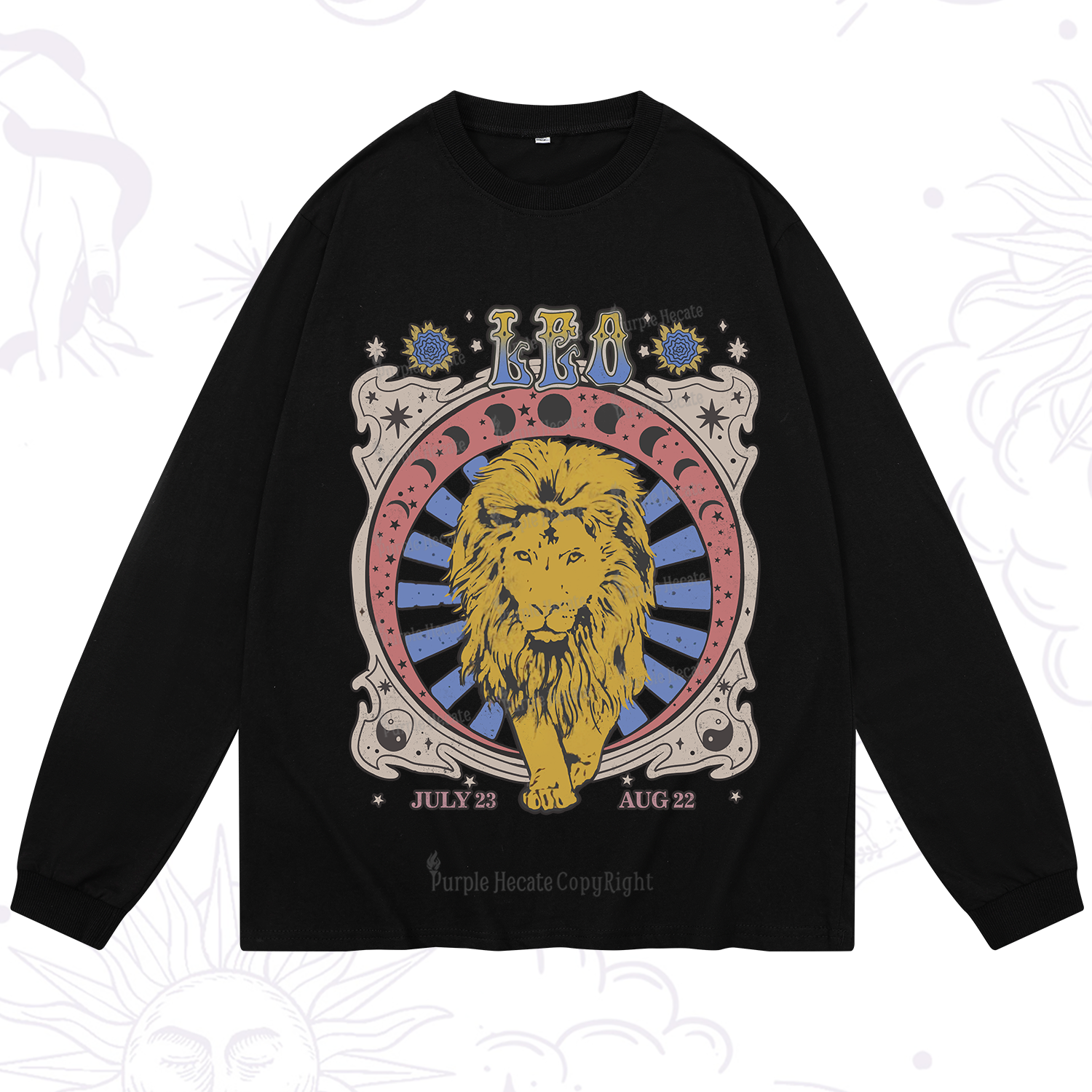 Purplehecate Leo Crew Zodiac Long Sleeve T-Shirt