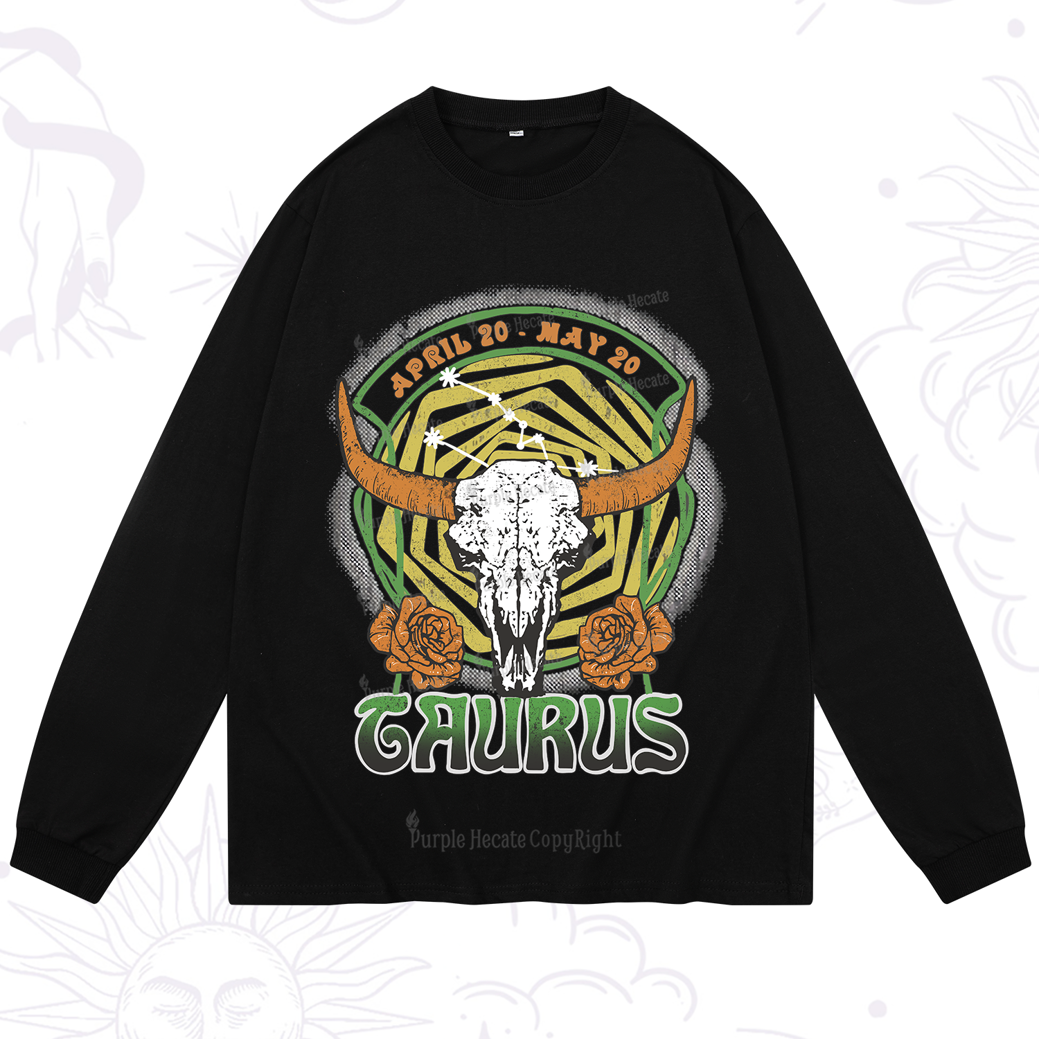 Purplehecate Taurus Crew Zodiac Long Sleeve T-Shirt