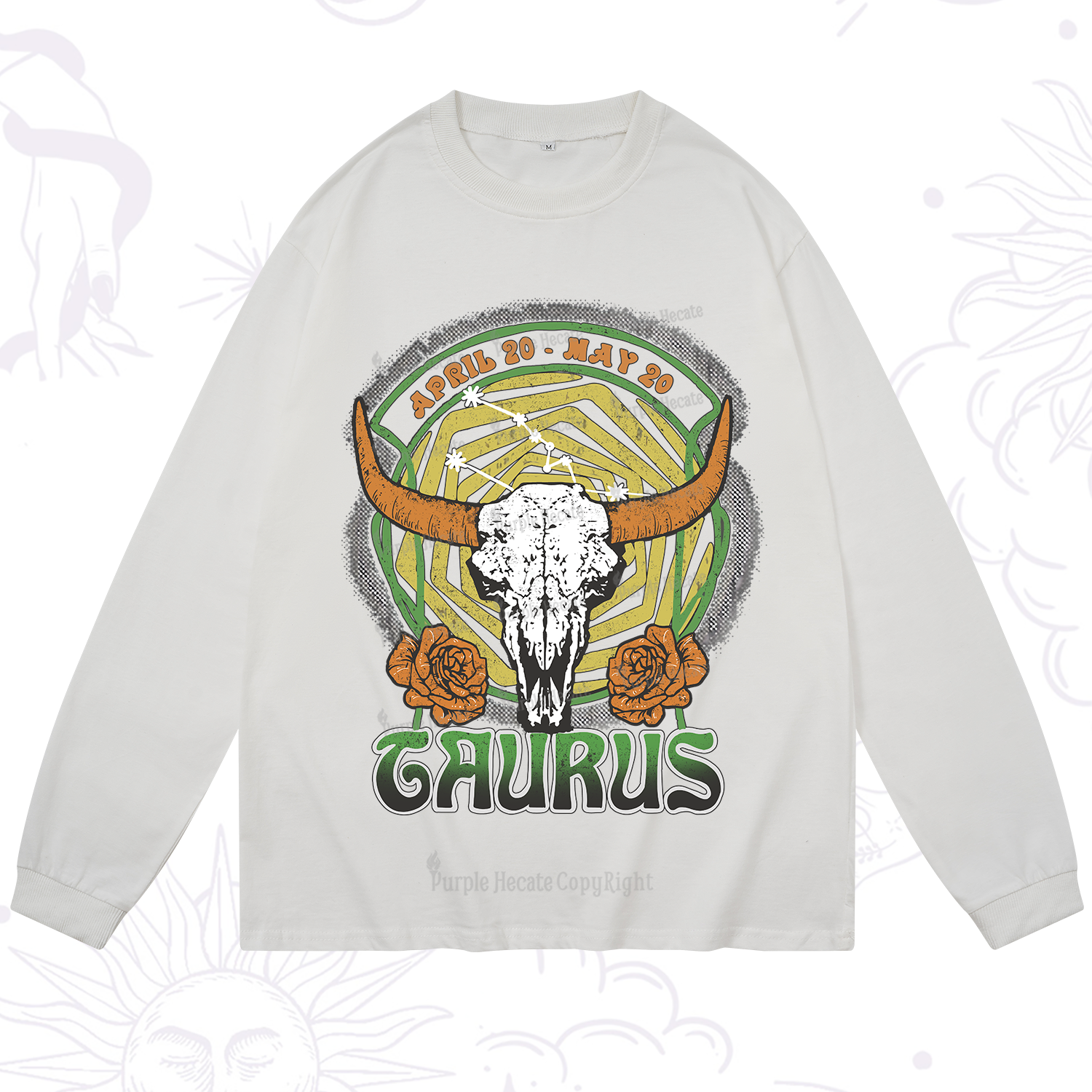 Purplehecate Taurus Crew Zodiac Long Sleeve T-Shirt