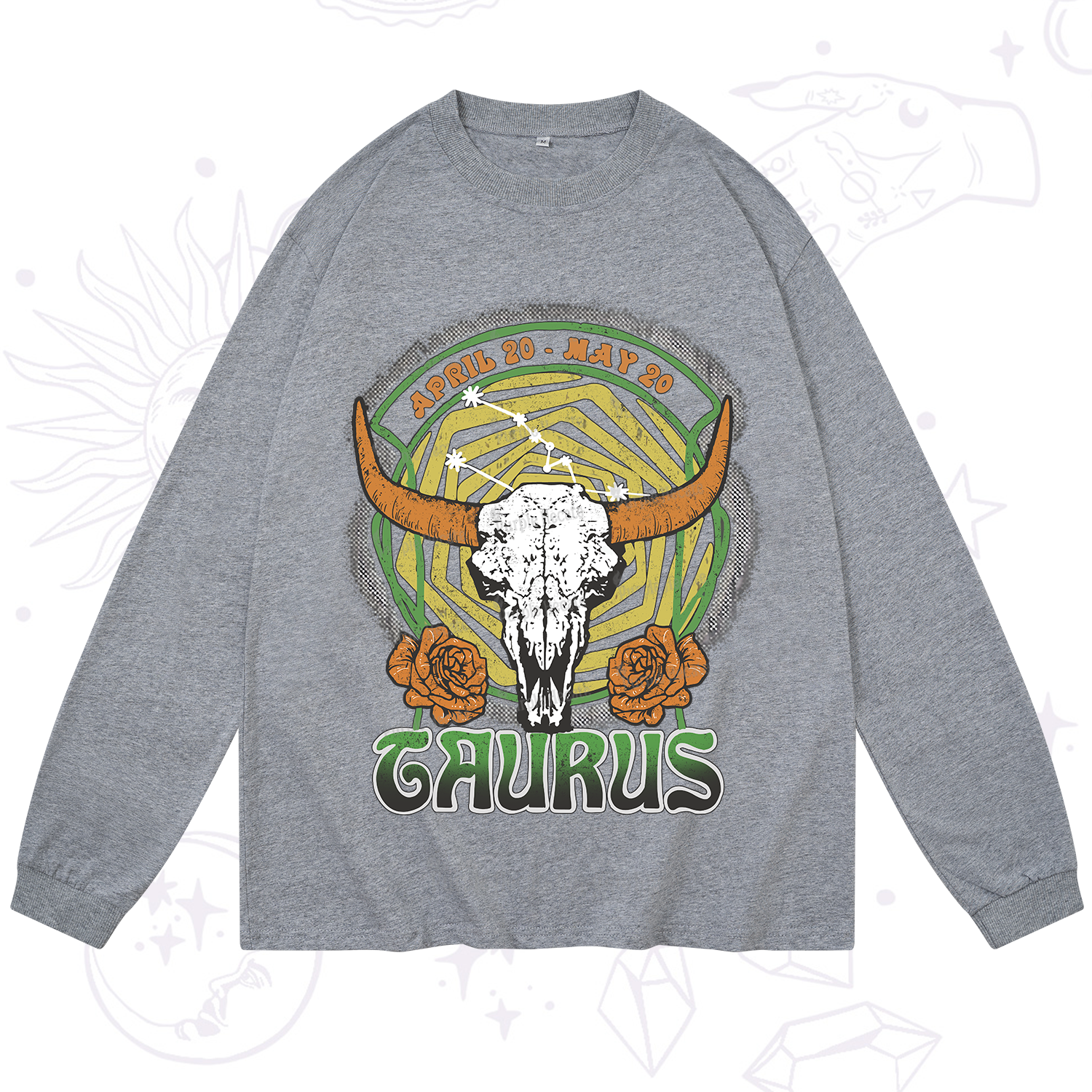 Purplehecate Taurus Crew Zodiac Long Sleeve T-Shirt