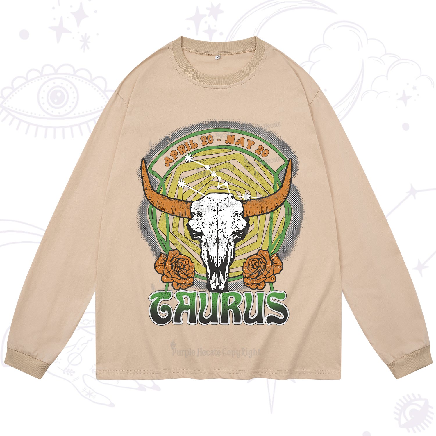 Purplehecate Taurus Crew Zodiac Long Sleeve T-Shirt