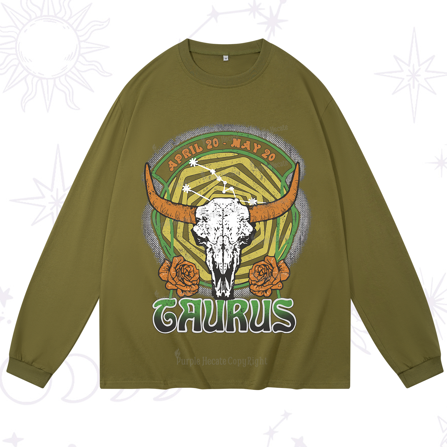 Purplehecate Taurus Crew Zodiac Long Sleeve T-Shirt