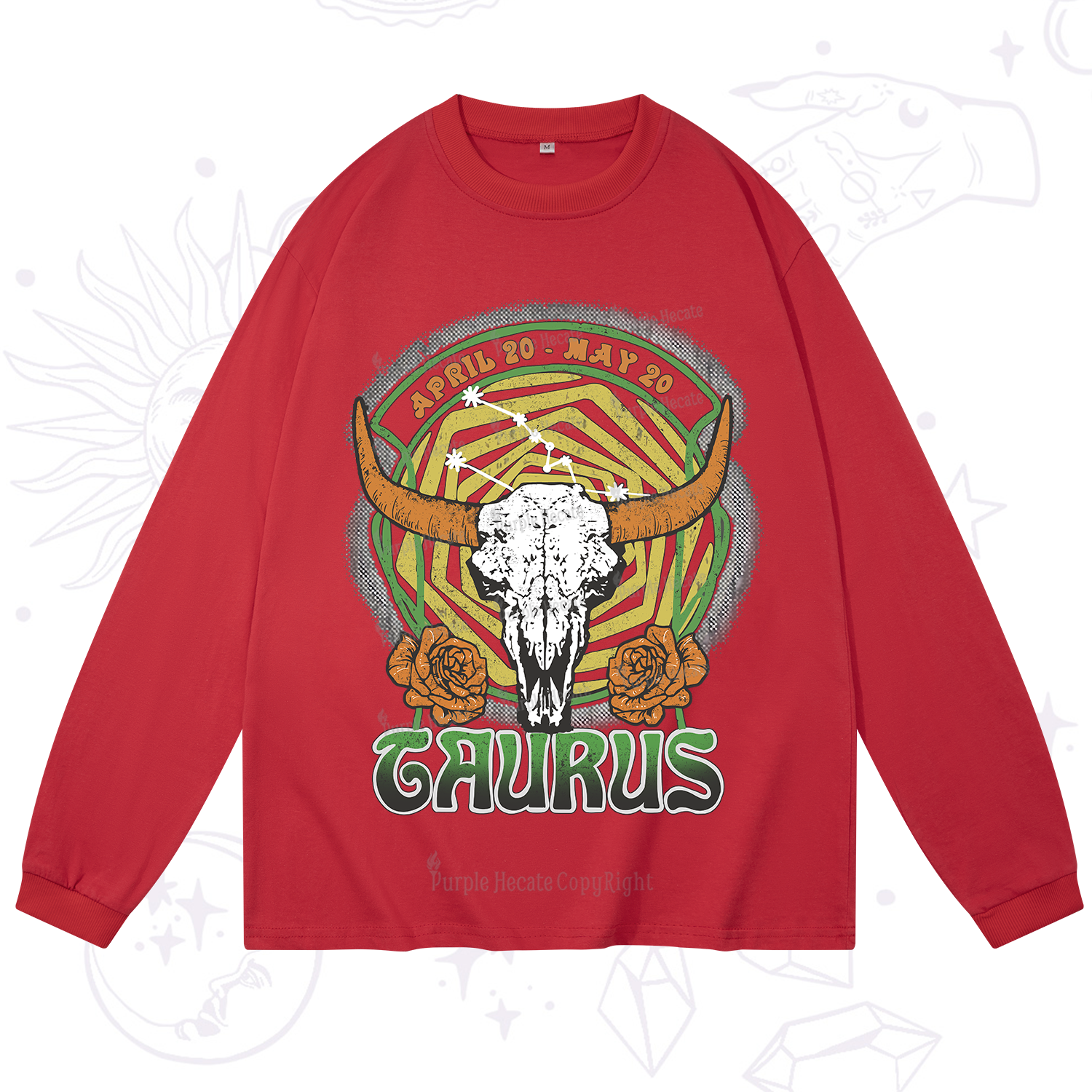 Purplehecate Taurus Crew Zodiac Long Sleeve T-Shirt