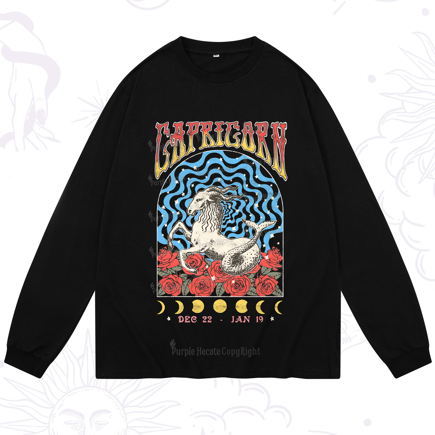 Purplehecate Capricorn Crew Zodiac Long Sleeve T-Shirt