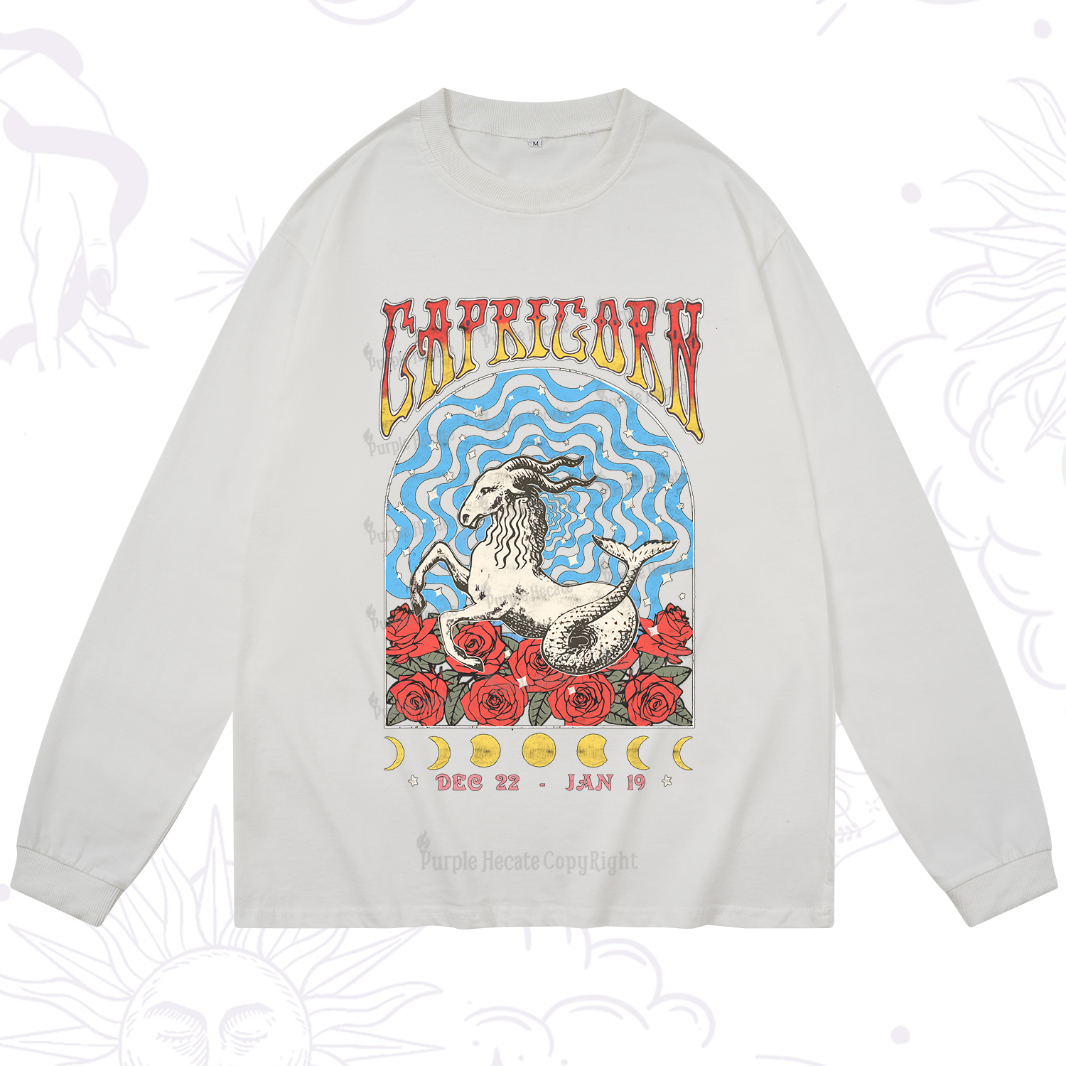 Purplehecate Capricorn Crew Zodiac Long Sleeve T-Shirt