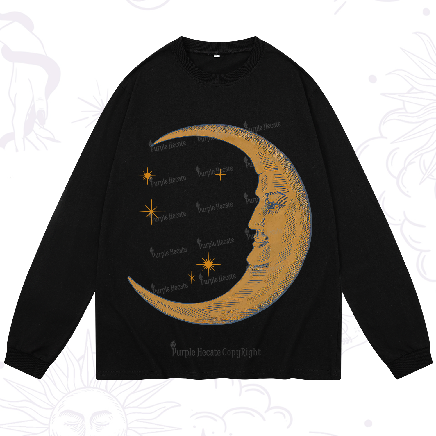 Purplehecate Celestial Moon Long Sleeve T-Shirt