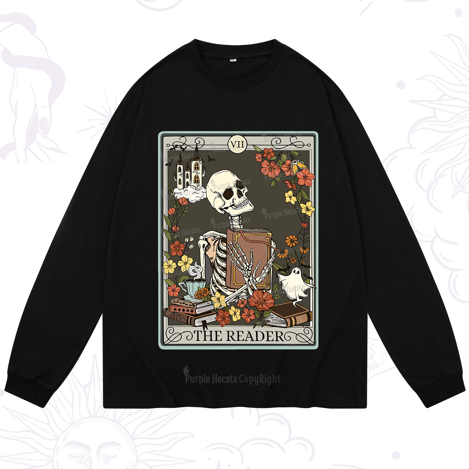 Purplehecate The Reader Tarot Card Long Sleeve T-Shirt