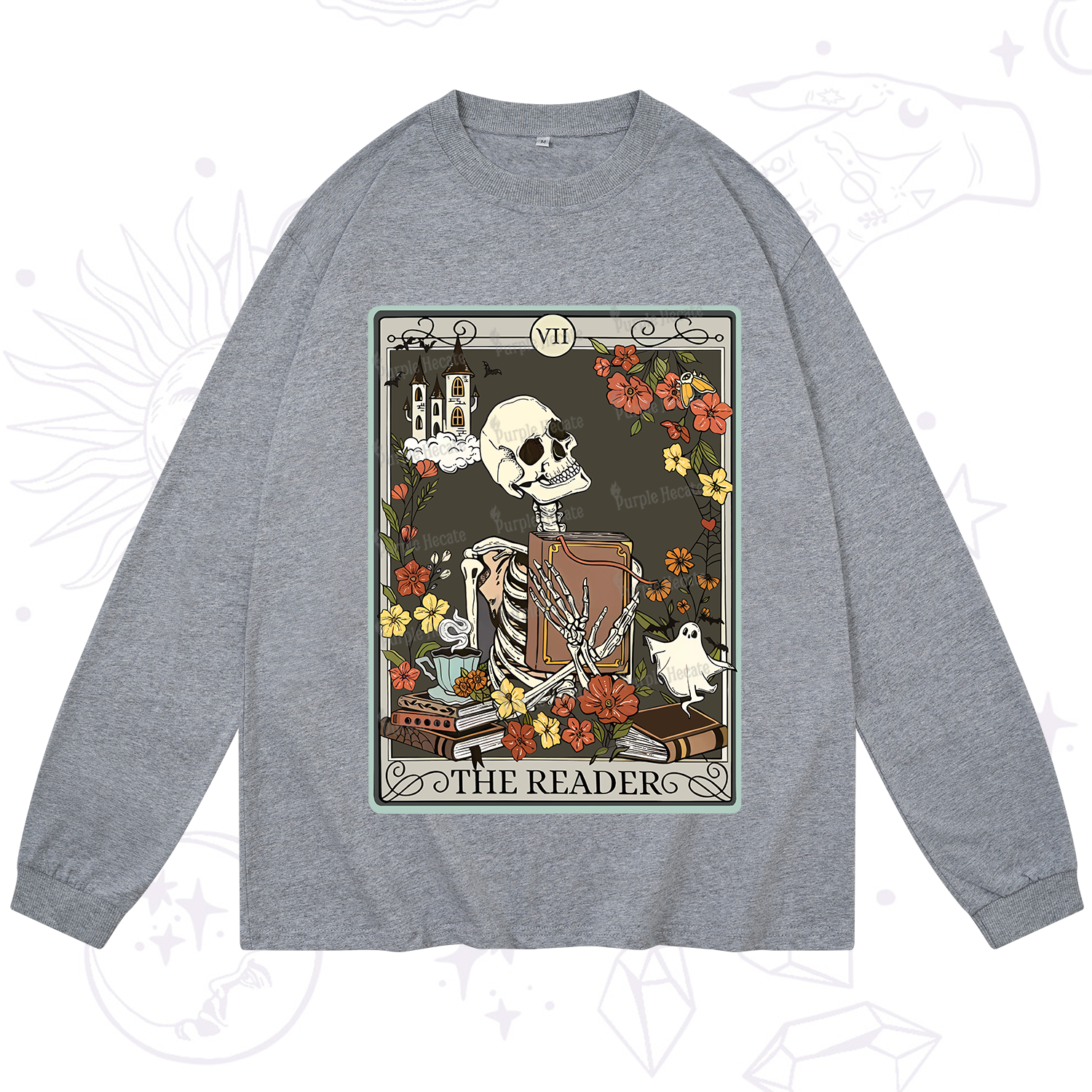 Purplehecate The Reader Tarot Card Long Sleeve T-Shirt