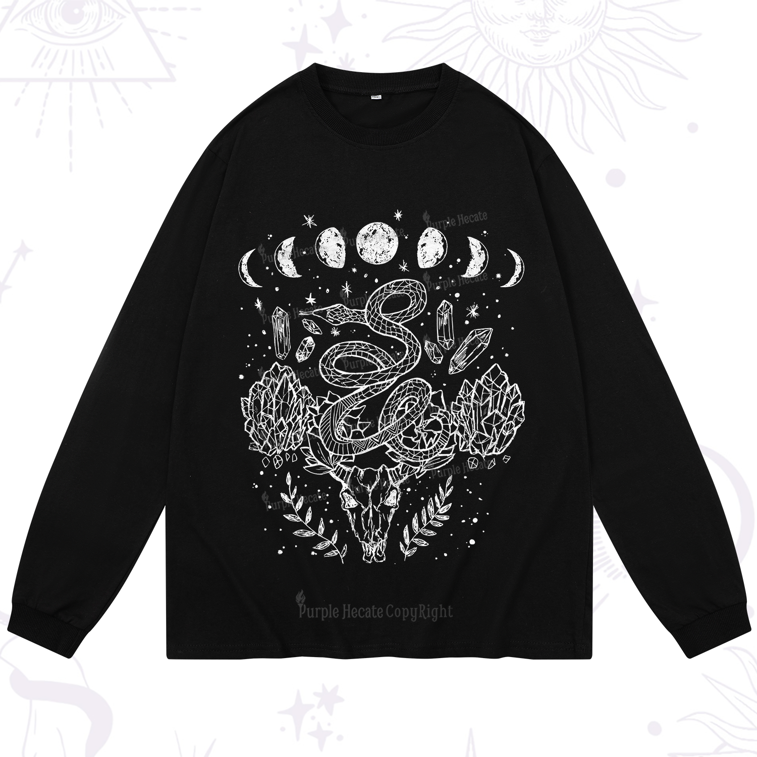 Purplehecate Crystals Witchy Long Sleeve T-Shirt