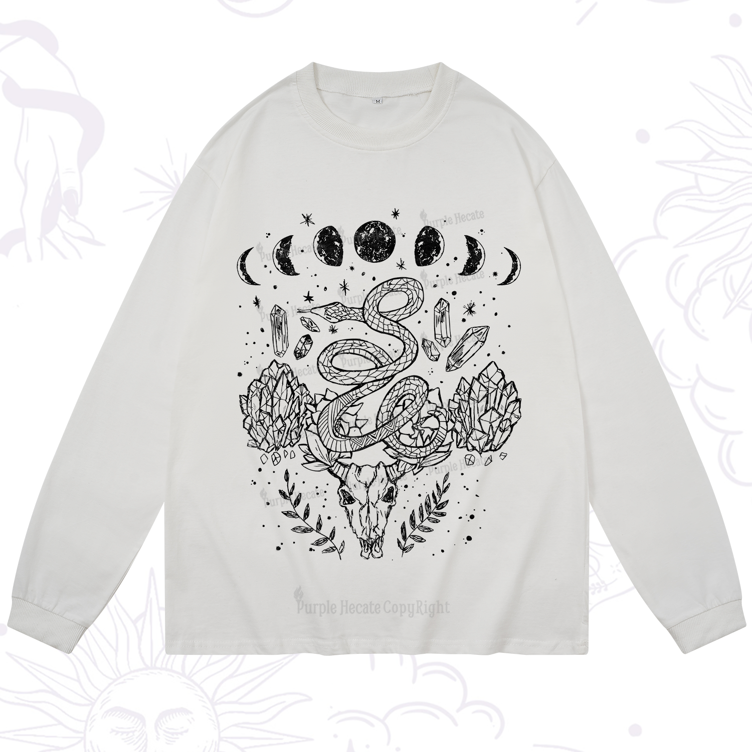 Purplehecate Crystals Witchy Long Sleeve T-Shirt