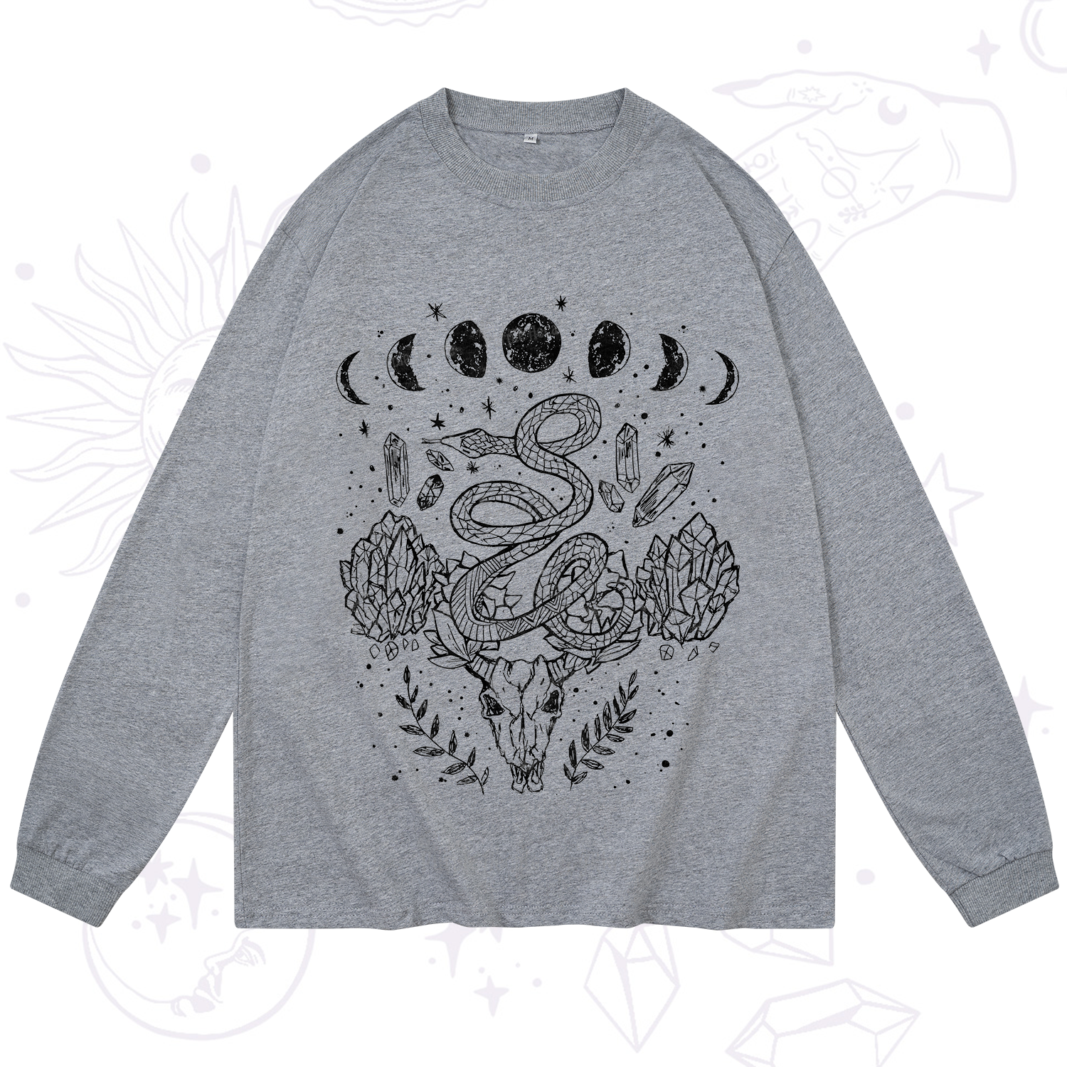 Purplehecate Crystals Witchy Long Sleeve T-Shirt
