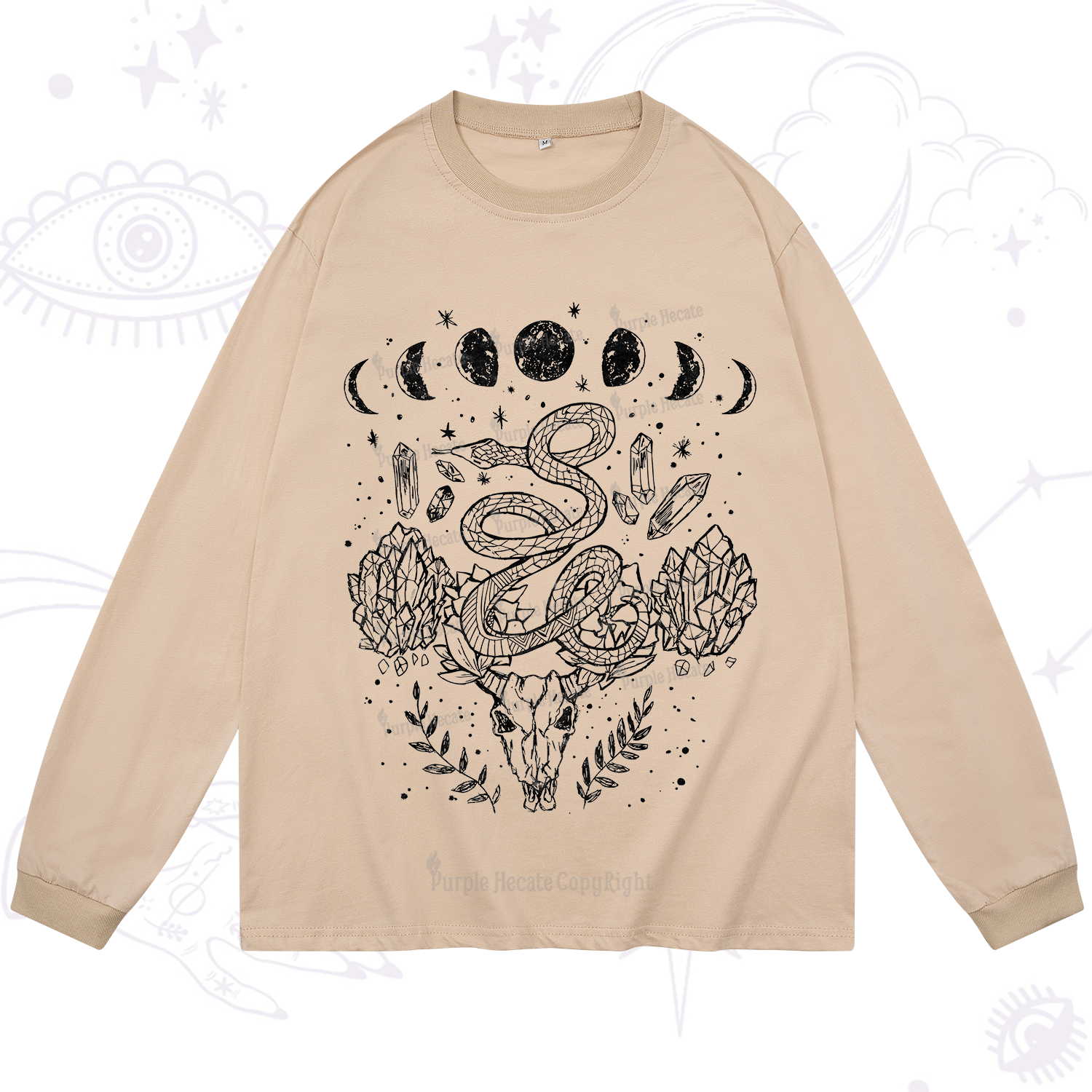 Purplehecate Crystals Witchy Long Sleeve T-Shirt