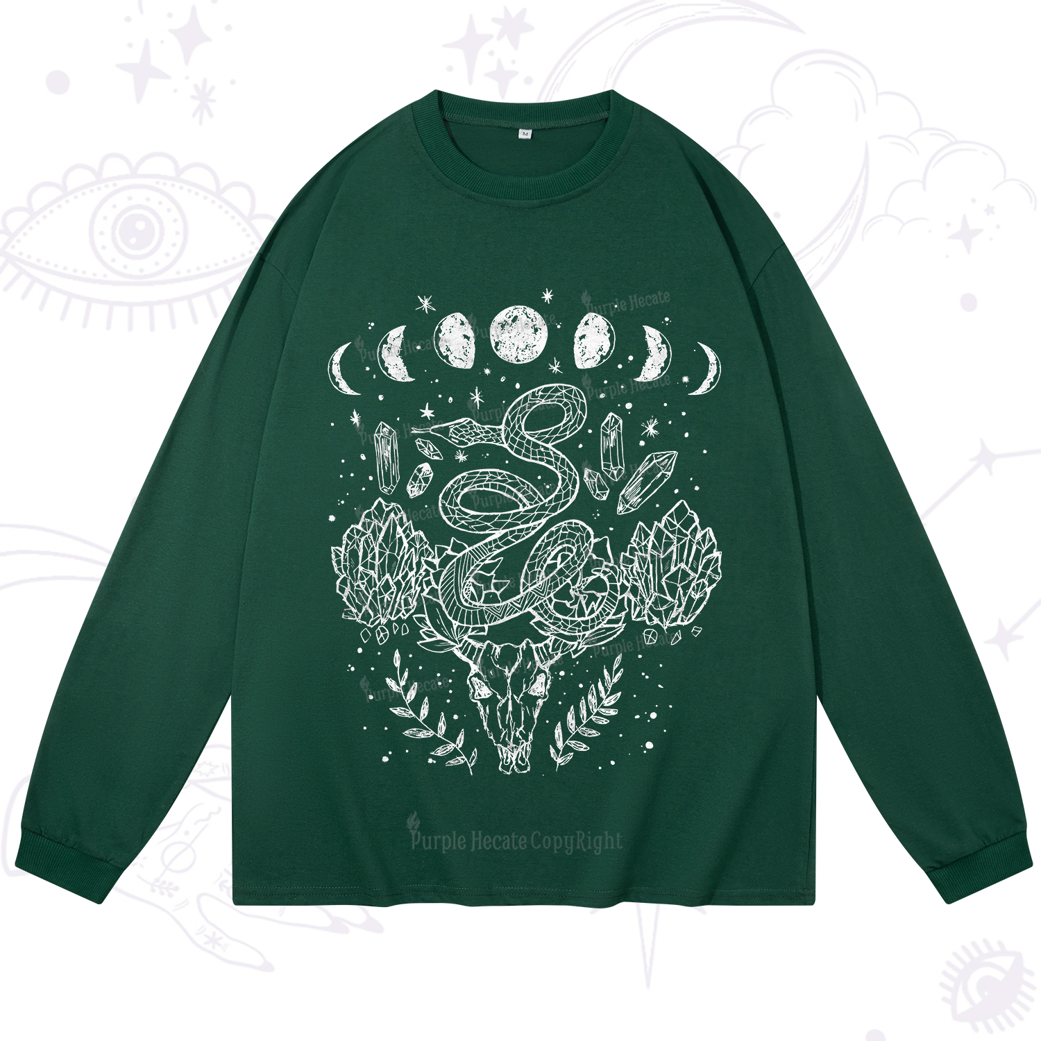 Purplehecate Crystals Witchy Long Sleeve T-Shirt