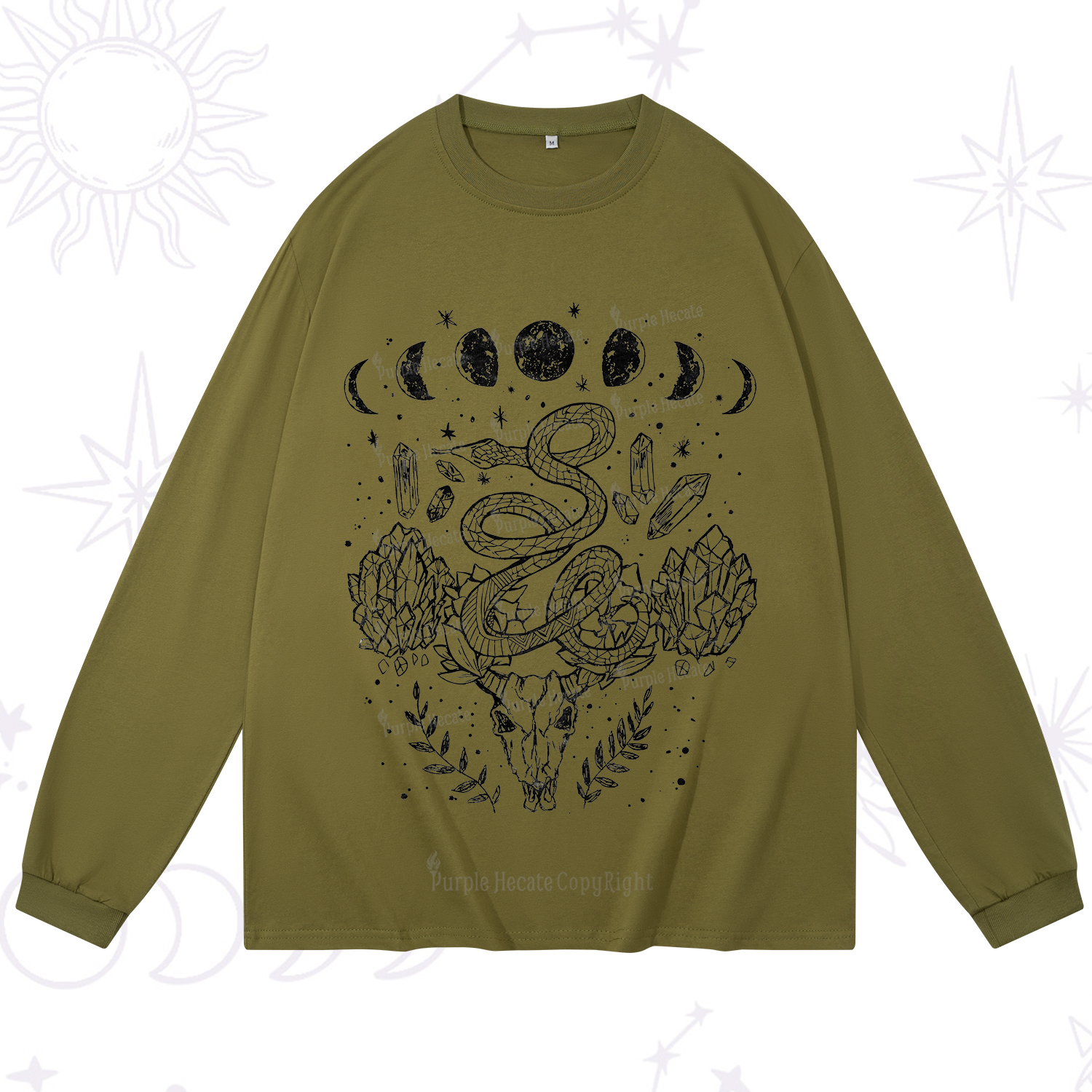 Purplehecate Crystals Witchy Long Sleeve T-Shirt