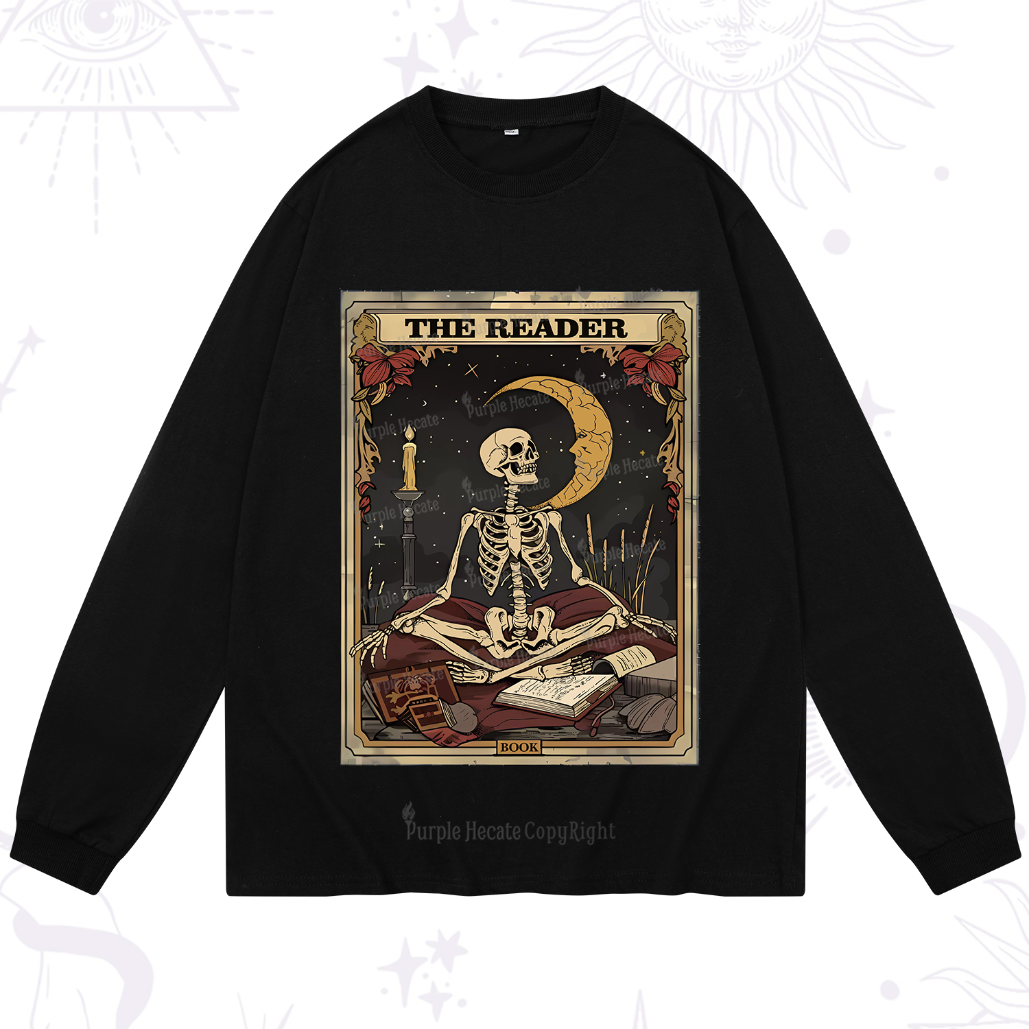 Purplehecate The Reader Tarot Card Long Sleeve T-Shirt