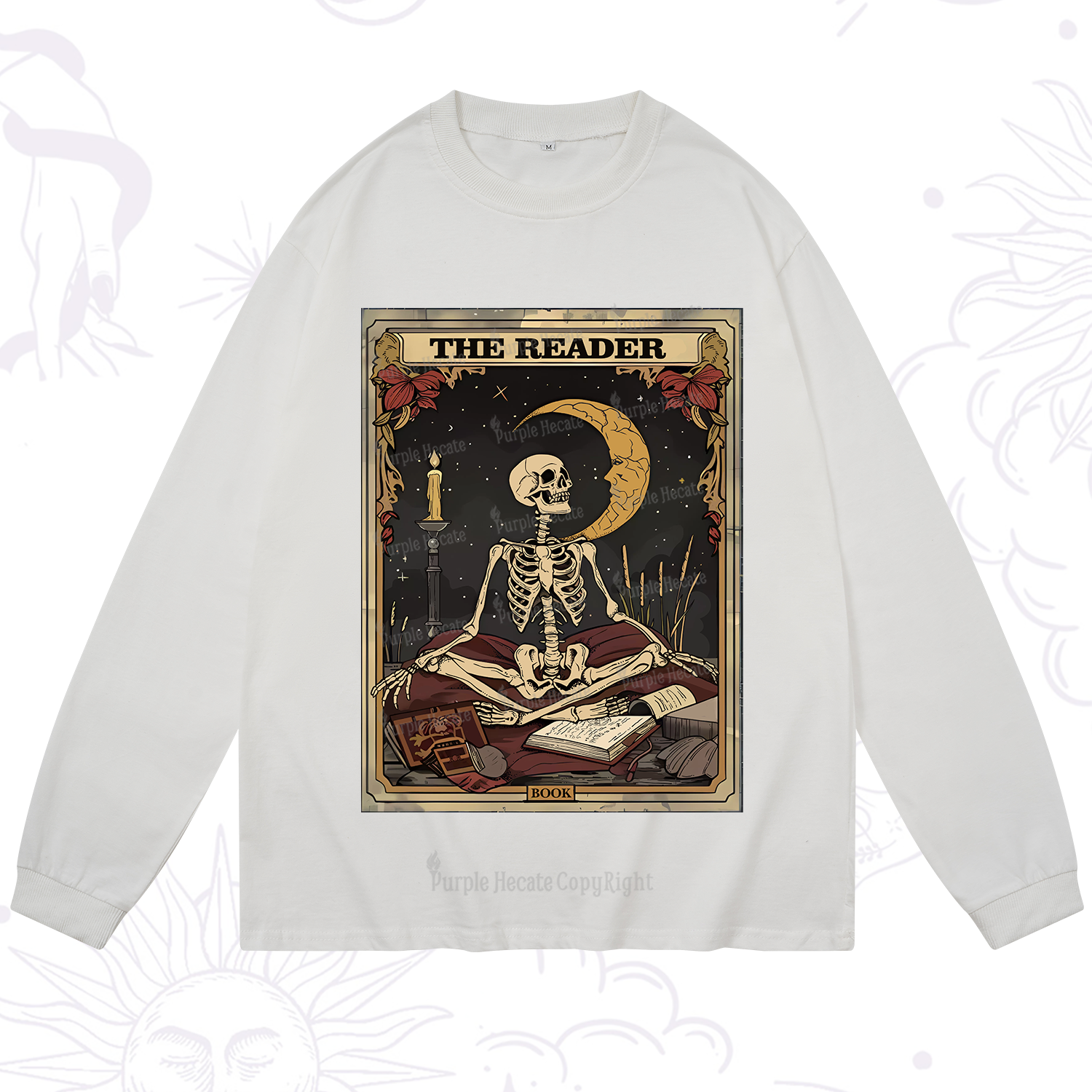 Purplehecate The Reader Tarot Card Long Sleeve T-Shirt