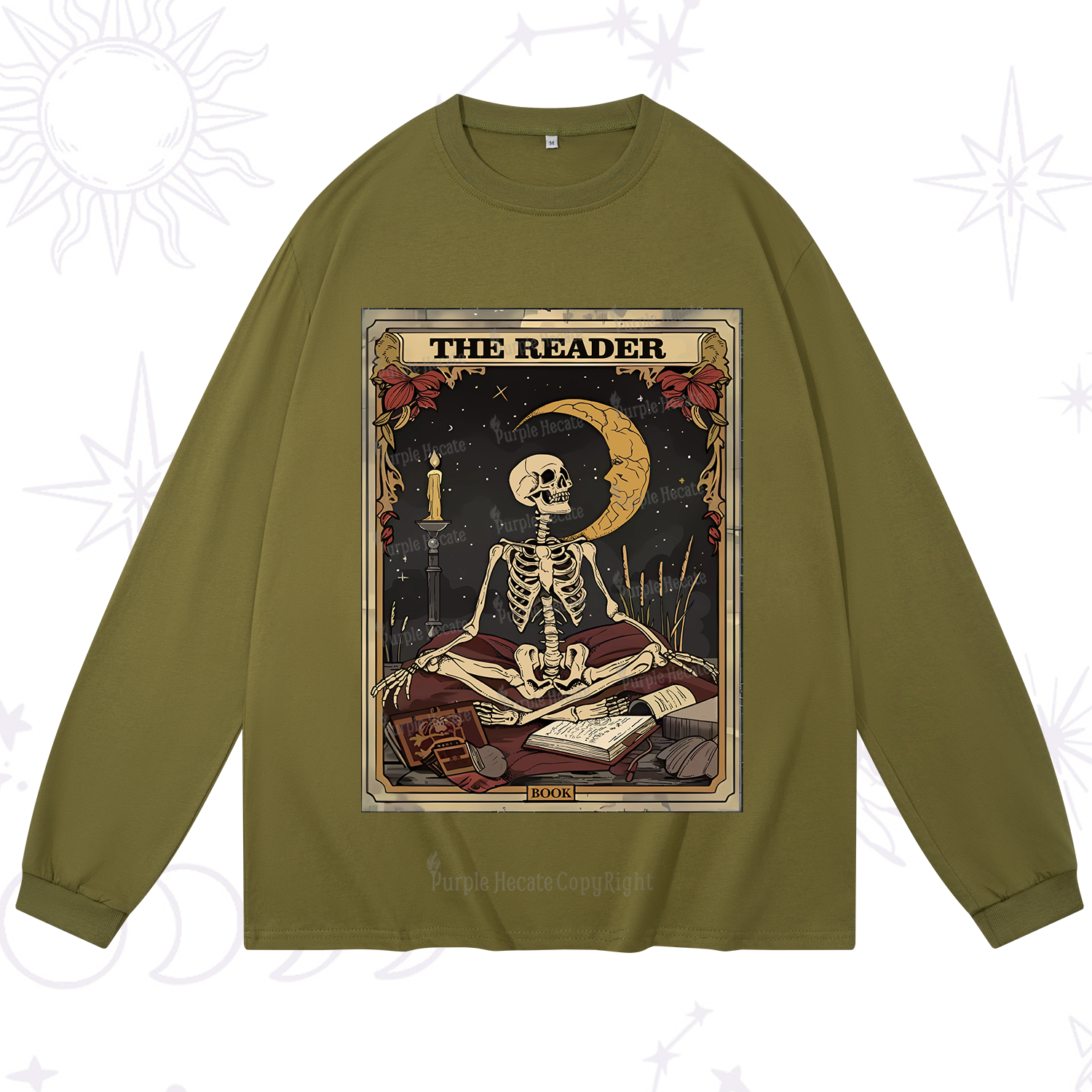 Purplehecate The Reader Tarot Card Long Sleeve T-Shirt