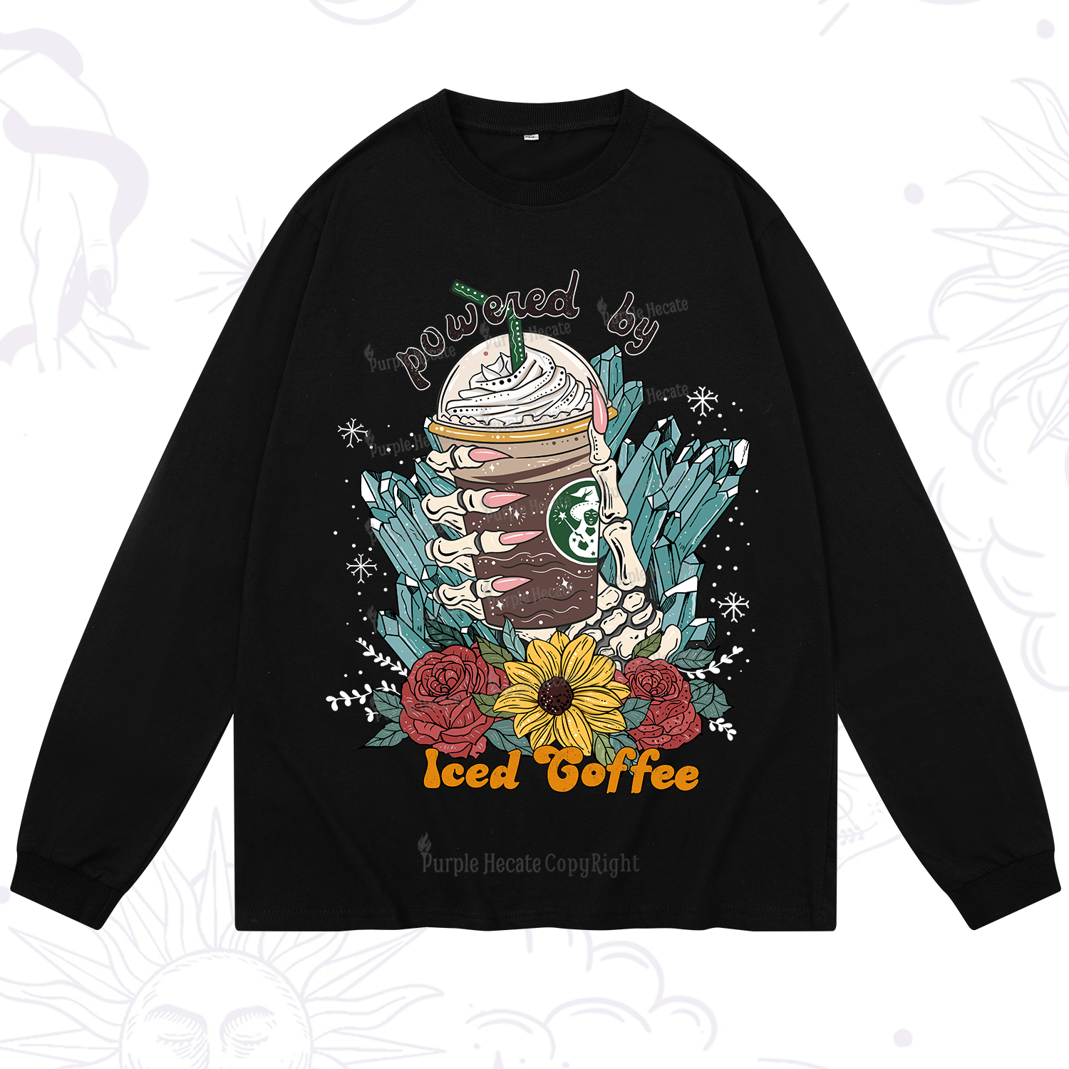Purplehecate Powered By Ice Coffee Long Sleeve T-Shirt