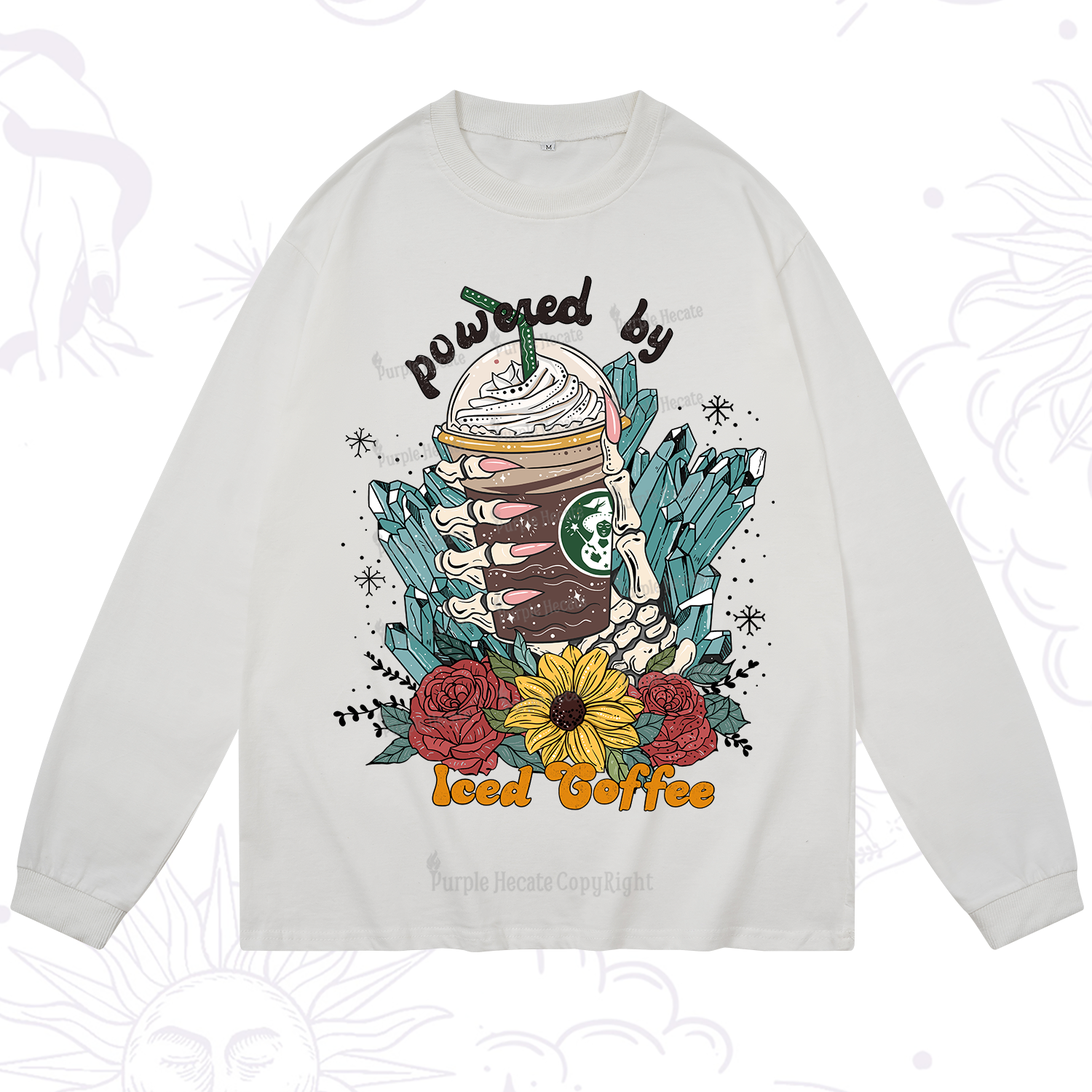 Purplehecate Powered By Ice Coffee Long Sleeve T-Shirt