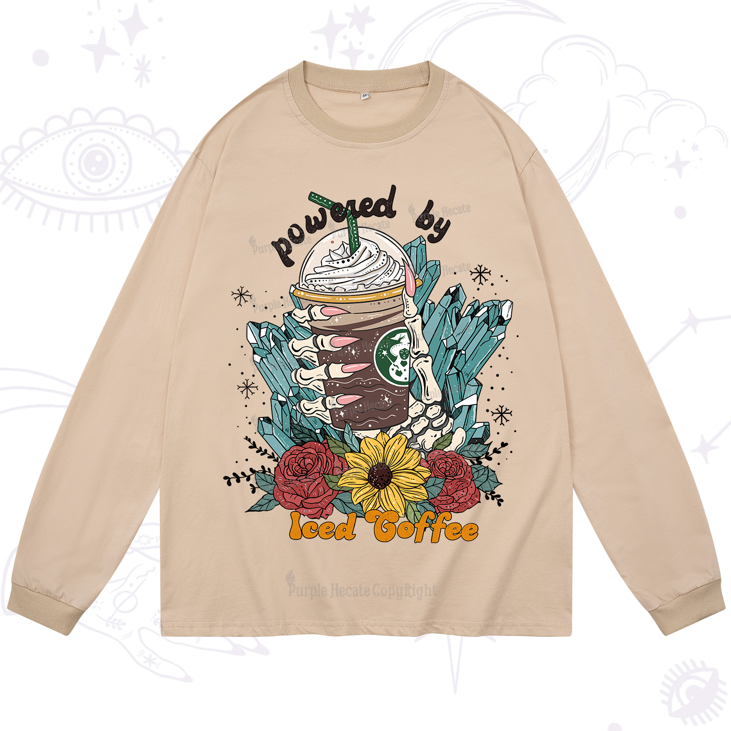 Purplehecate Powered By Ice Coffee Long Sleeve T-Shirt