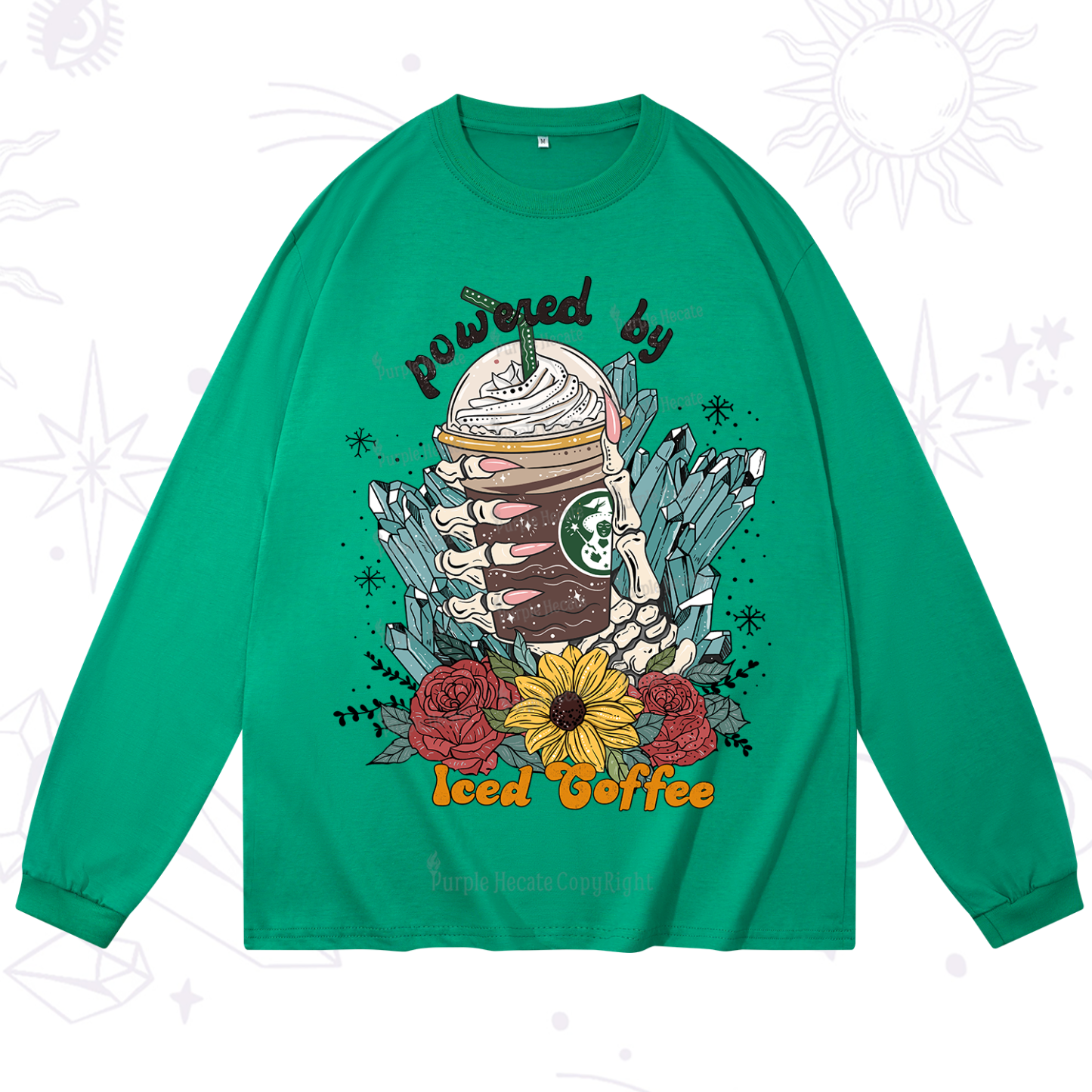 Purplehecate Powered By Ice Coffee Long Sleeve T-Shirt