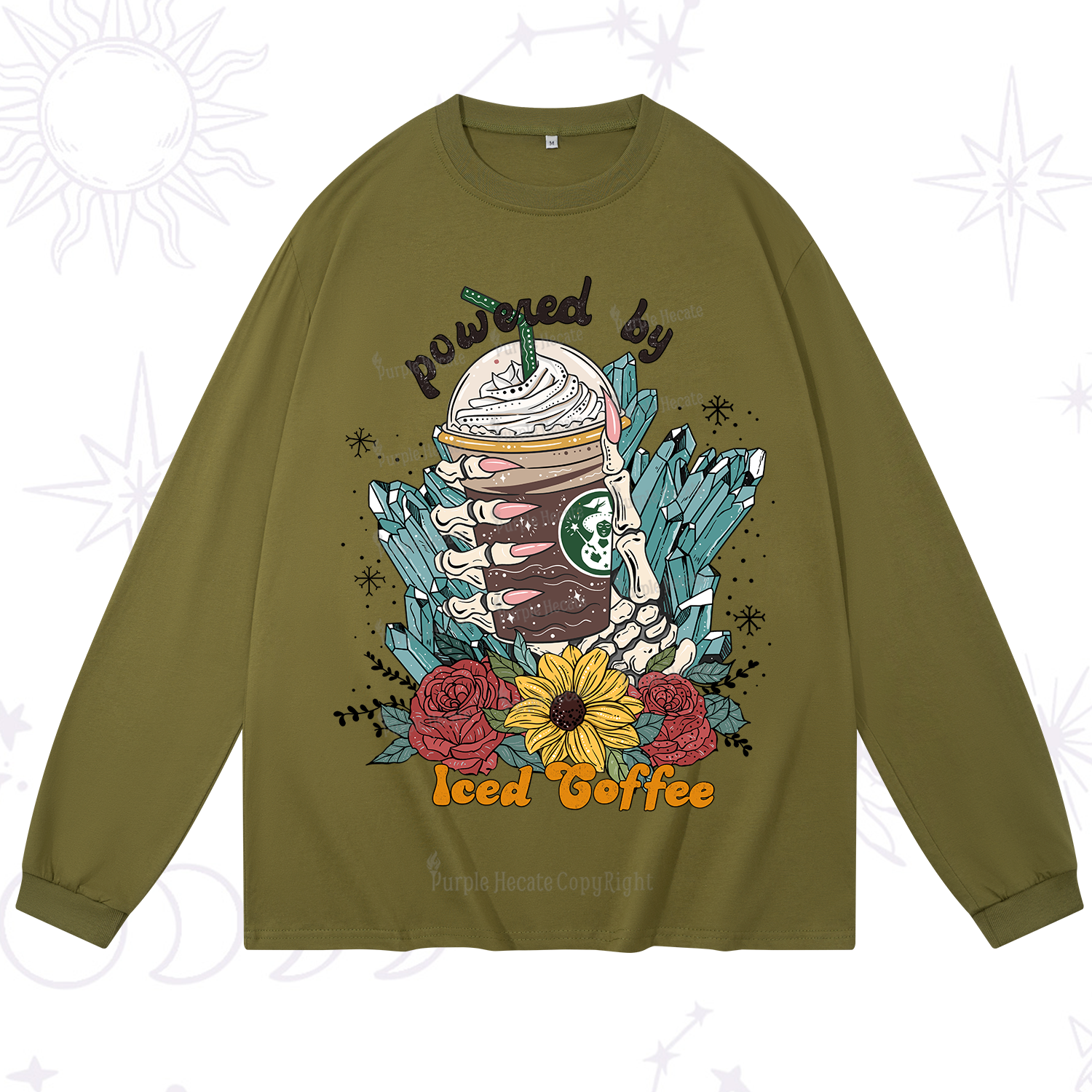 Purplehecate Powered By Ice Coffee Long Sleeve T-Shirt