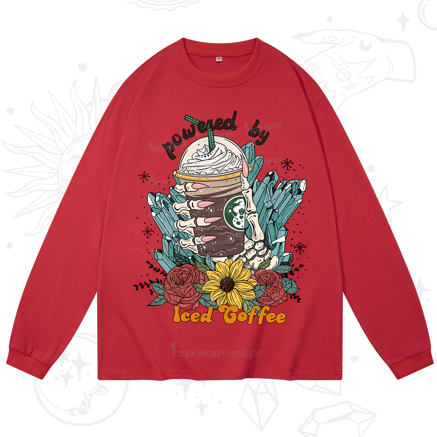 Purplehecate Powered By Ice Coffee Long Sleeve T-Shirt