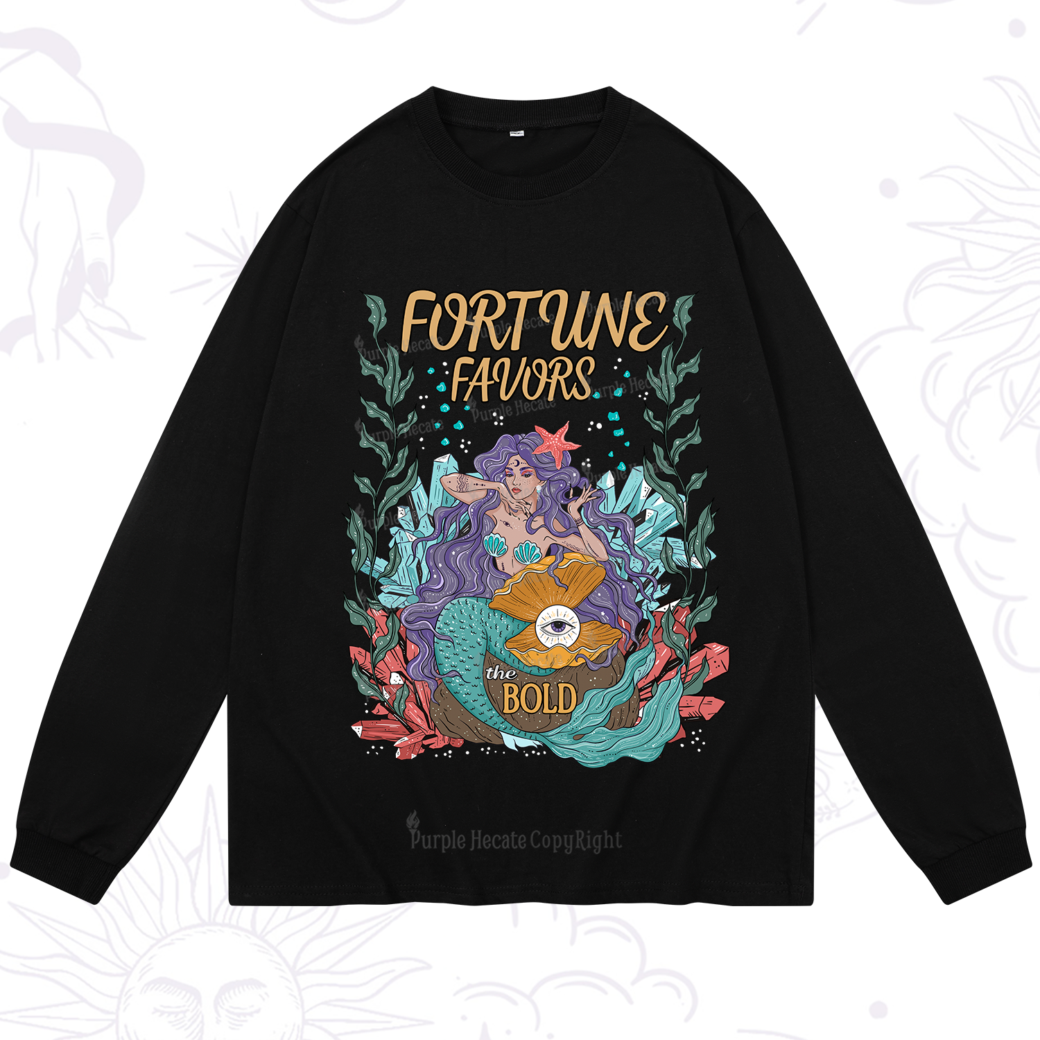 Purplehecate Fortune Favors The Bold Long Sleeve T-Shirt