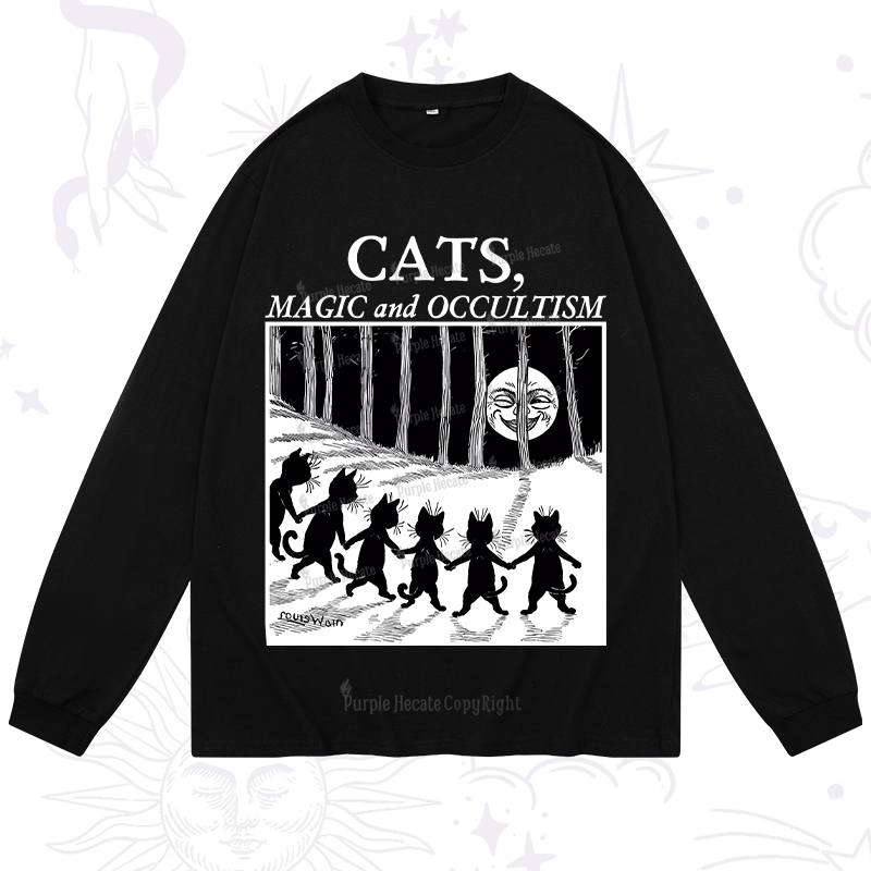 Purplehecate Cats Magic And Occultism Long Sleeve T-Shirt