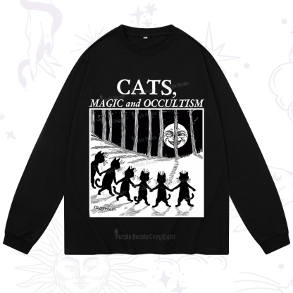 Purplehecate Cats Magic And Occultism Long Sleeve T-Shirt