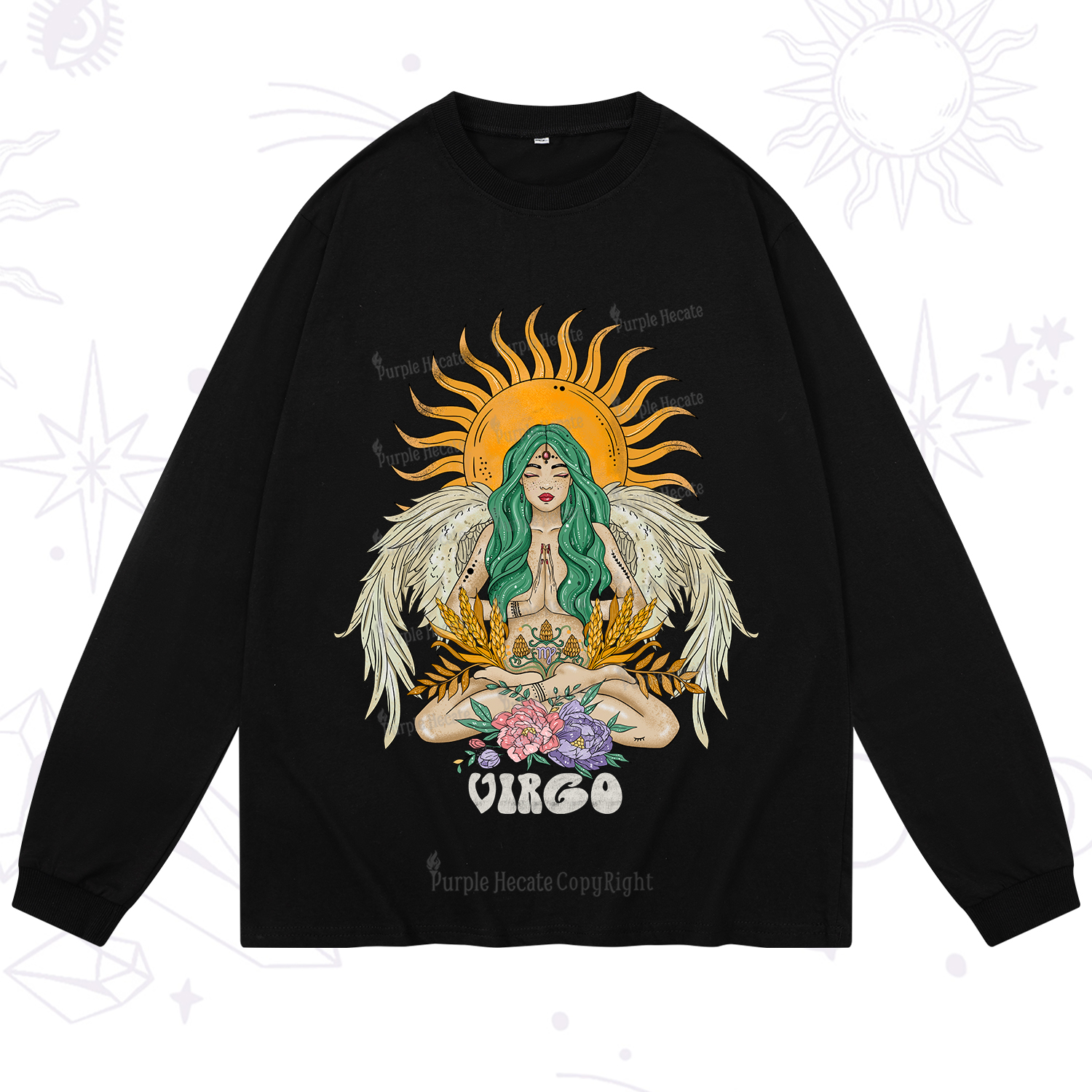 Purplehecate Sun Guardian Of Virgo Zodiac Long Sleeve T-Shirt