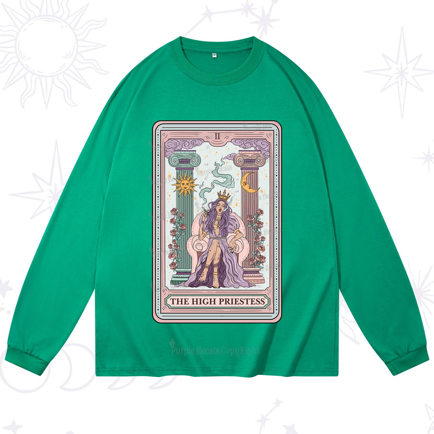 Purplehecate The High Priestess Tarot Card Long Sleeve T-Shirt