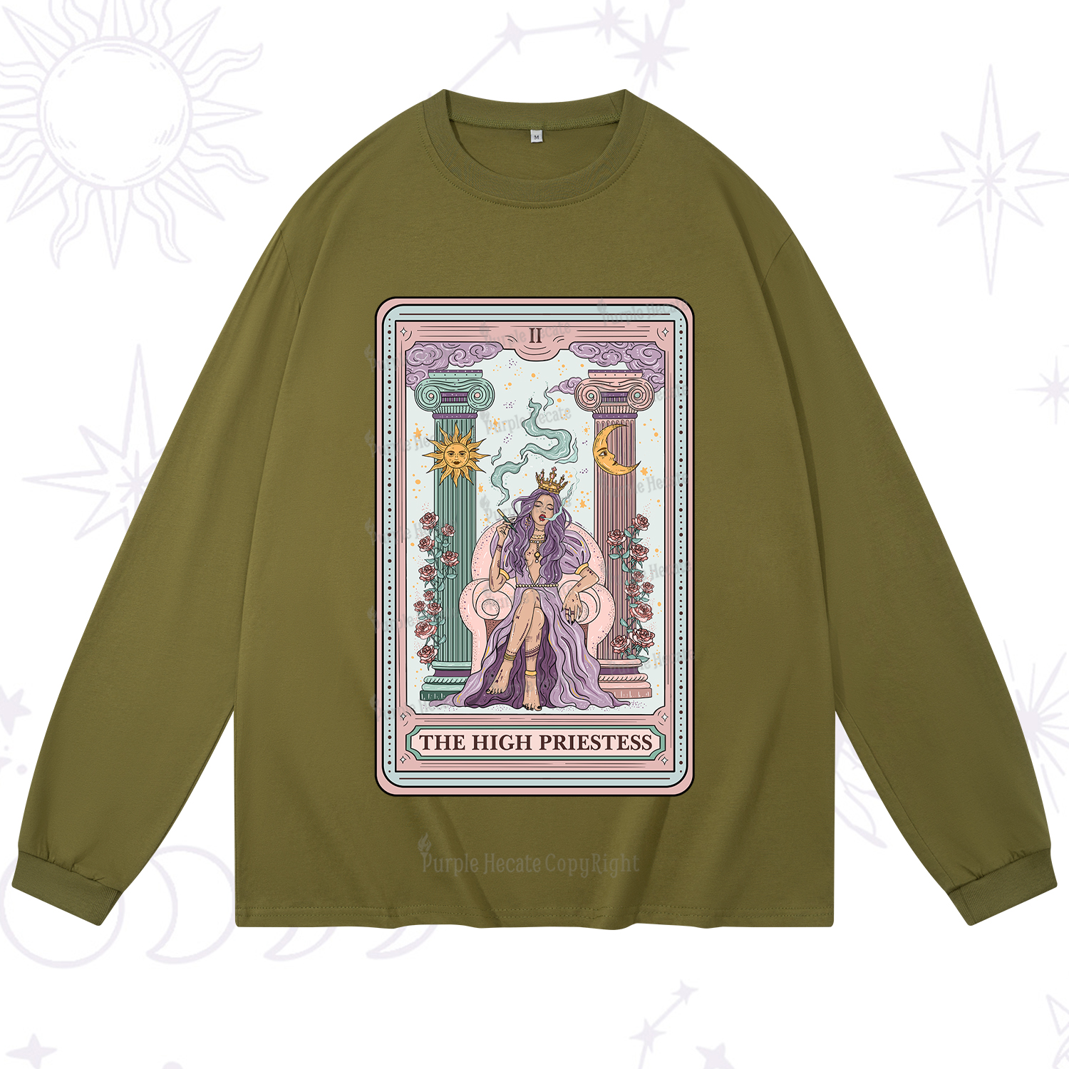 Purplehecate The High Priestess Tarot Card Long Sleeve T-Shirt