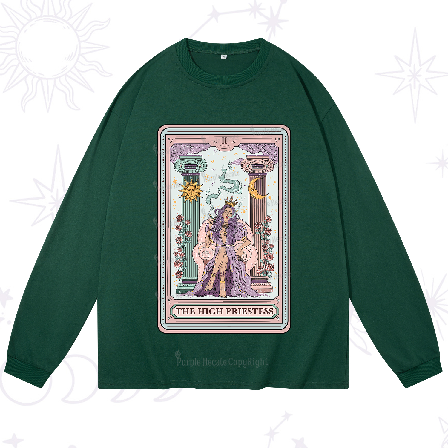 Purplehecate The High Priestess Tarot Card Long Sleeve T-Shirt