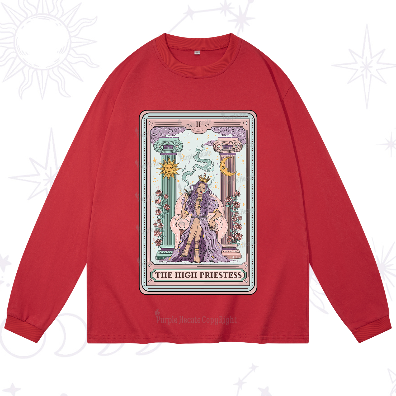 Purplehecate The High Priestess Tarot Card Long Sleeve T-Shirt