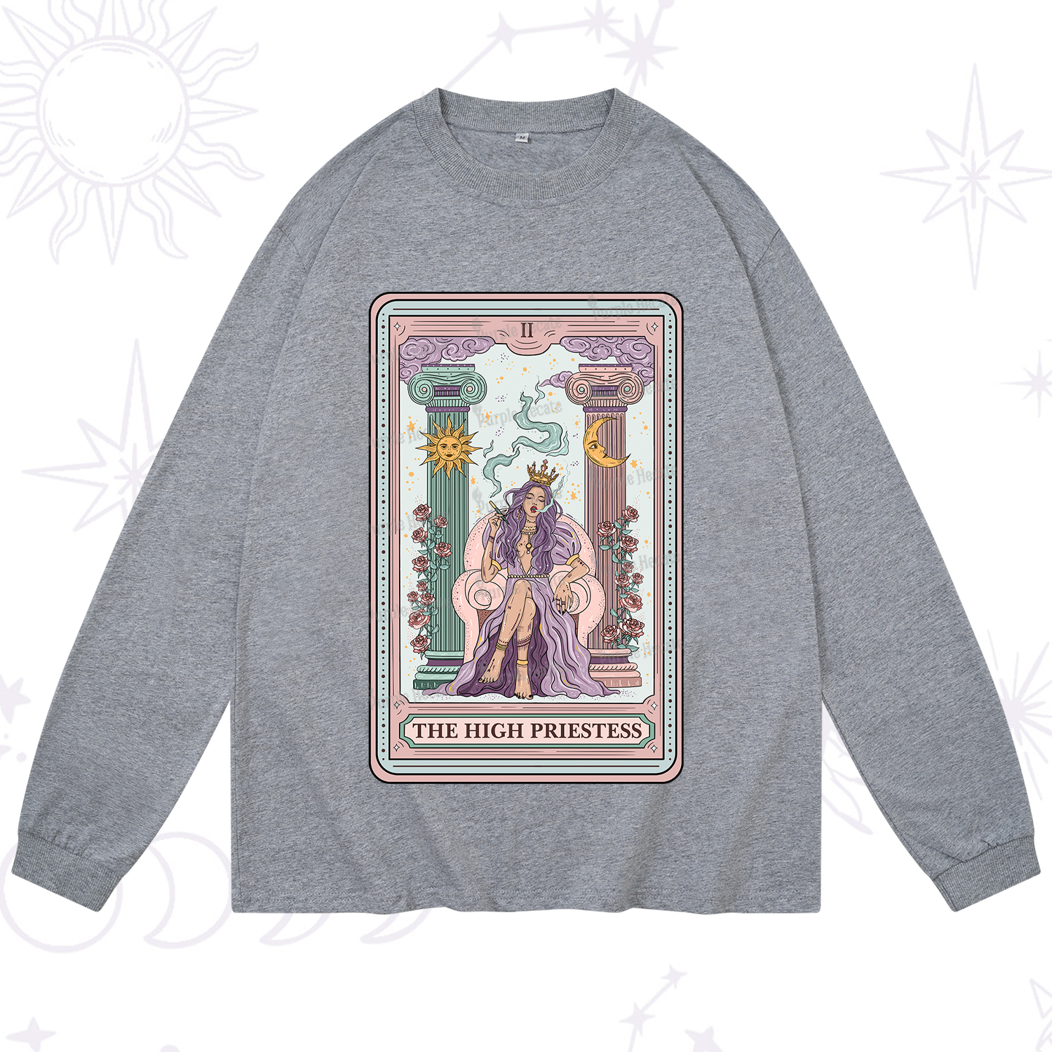 Purplehecate The High Priestess Tarot Card Long Sleeve T-Shirt