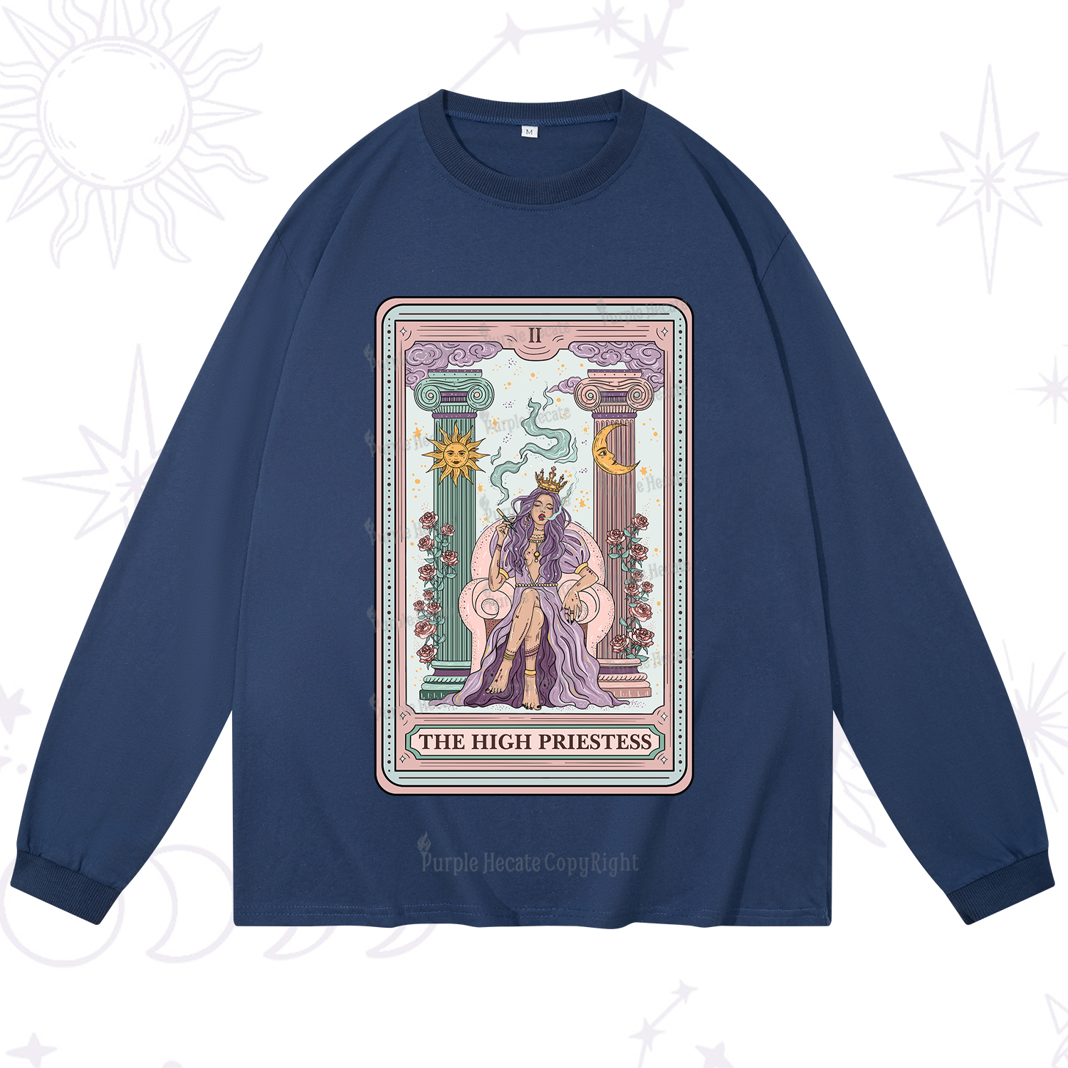 Purplehecate The High Priestess Tarot Card Long Sleeve T-Shirt