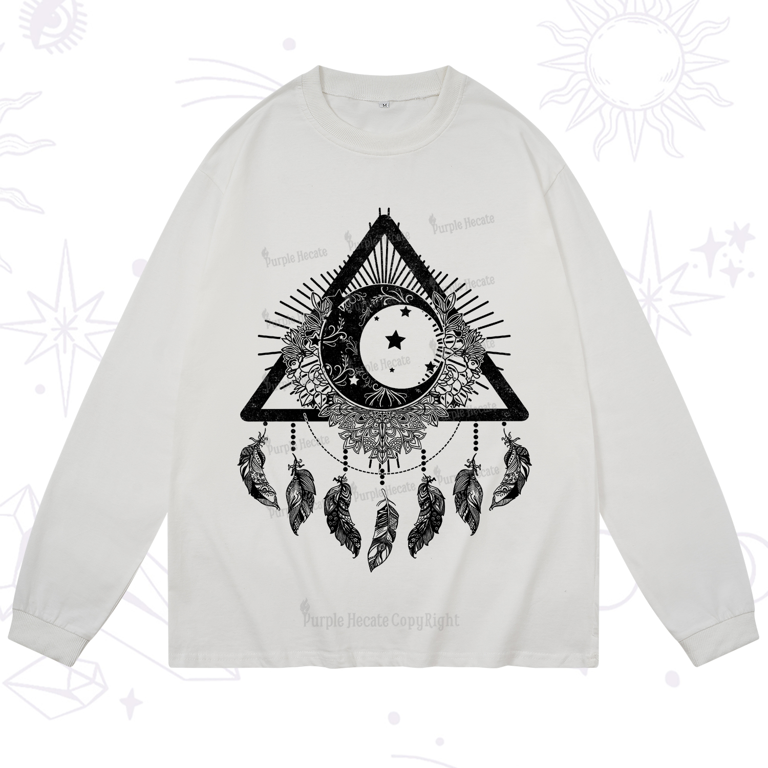 Purplehecate Starry Moon Dreamcatcher Long Sleeve T-Shirt