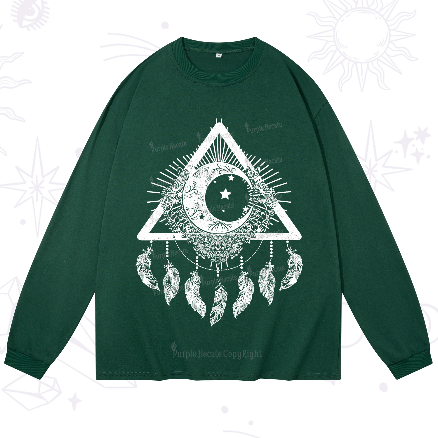 Purplehecate Starry Moon Dreamcatcher Long Sleeve T-Shirt