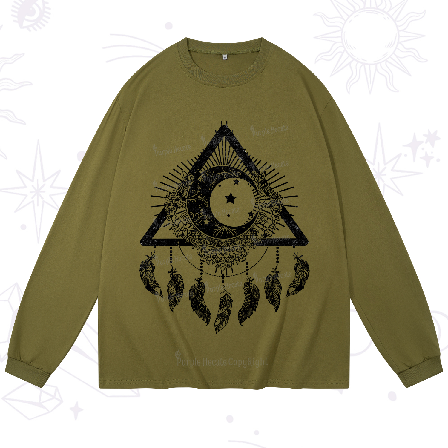 Purplehecate Starry Moon Dreamcatcher Long Sleeve T-Shirt